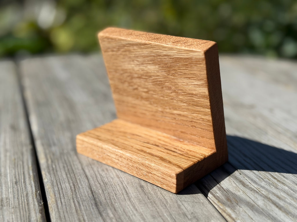 Handmade Solid Oak QR Code Sign: Customisable Tabletop Display