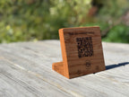 Handmade Solid Oak QR Code Sign: Customisable Tabletop Display