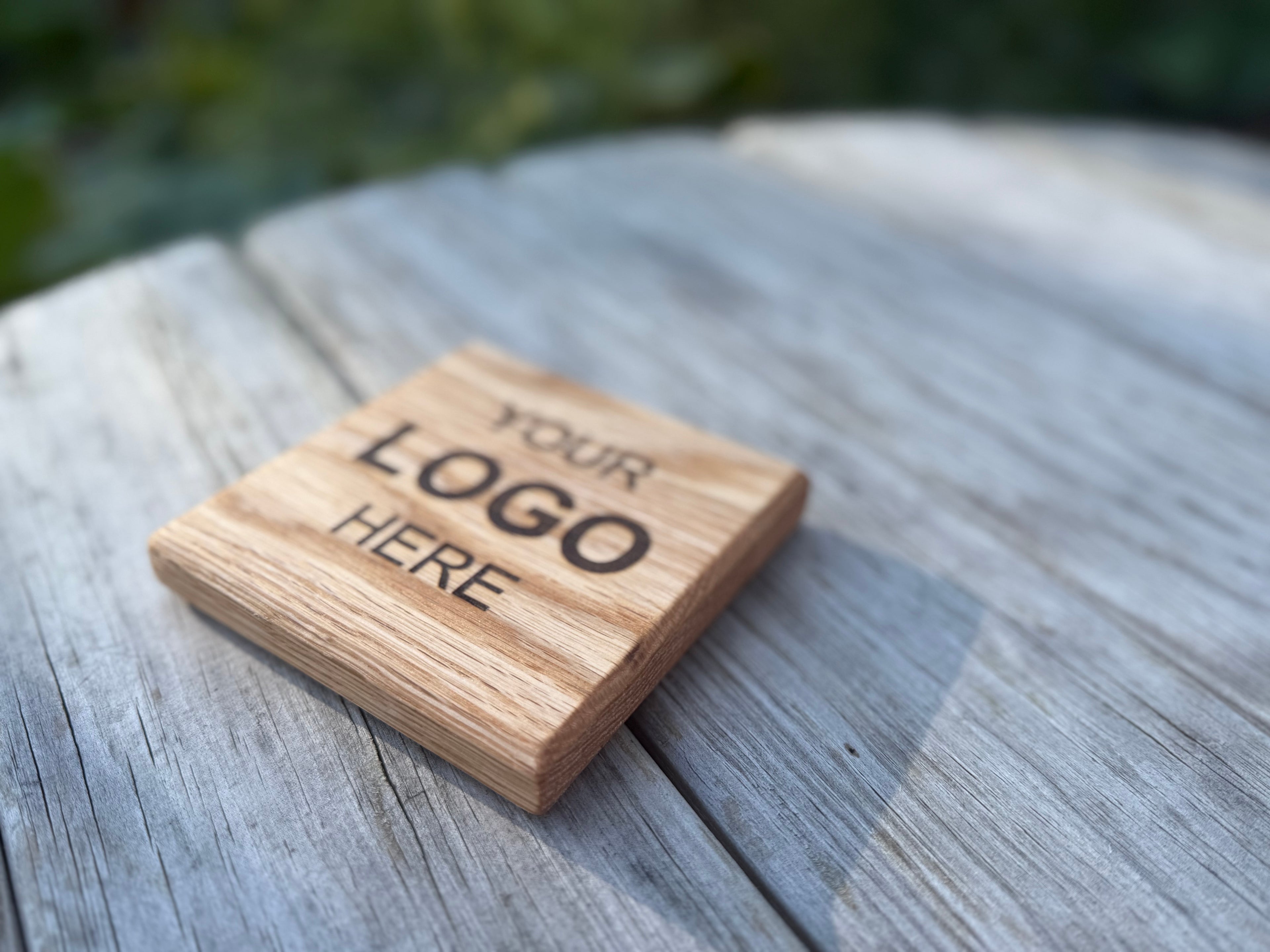 Natural Solid Oak Drink Coasters - Handmade in Hampshire - Personalisable - add your Company’s Branding / Logo