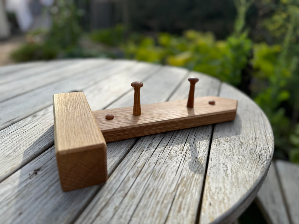 Handmade Solid Oak Coat Rack: Countryside Footpath Sign inspired