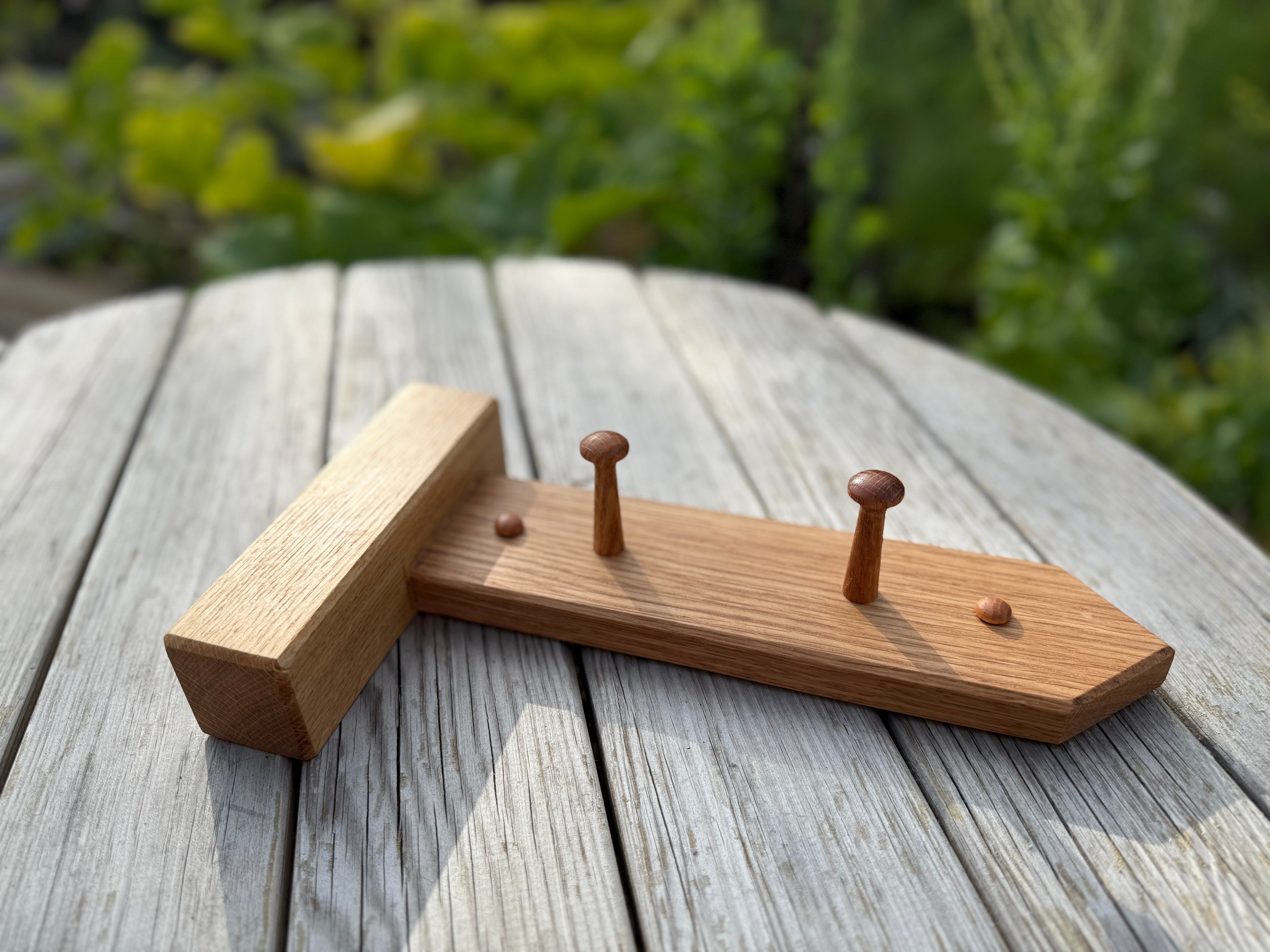 Handmade Solid Oak Coat Rack: Countryside Footpath Sign inspired