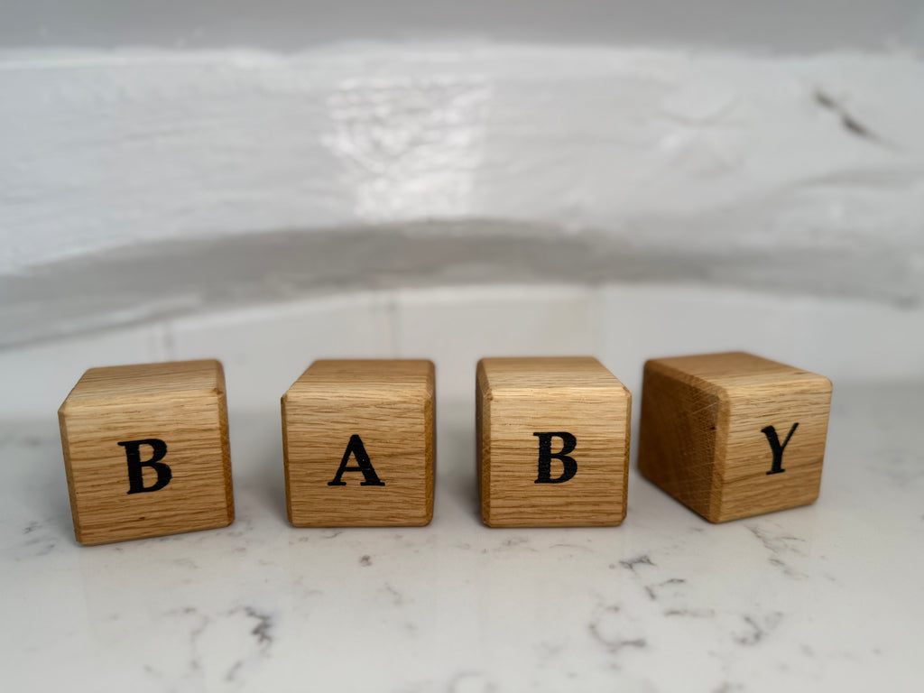 Personalisable Solid Oak Name Letter Cubes: Handmade Nursery Decor