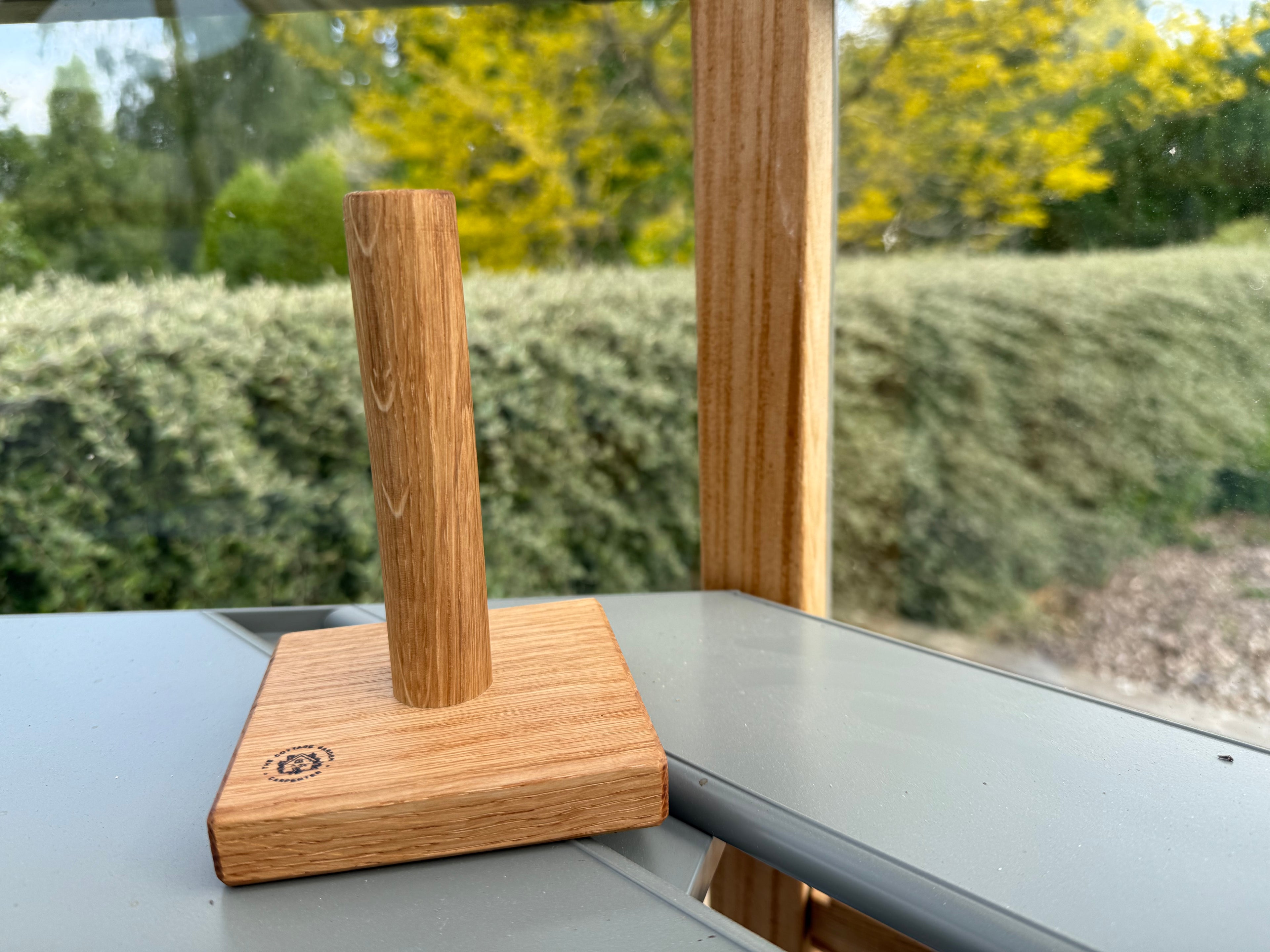 Handmade Solid Oak Seed Tamper: Natural Wood Garden Gift - 100x100mm