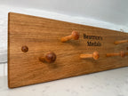Handmade Solid Oak Medal Hanging Rack: Wall Display - Personalisable