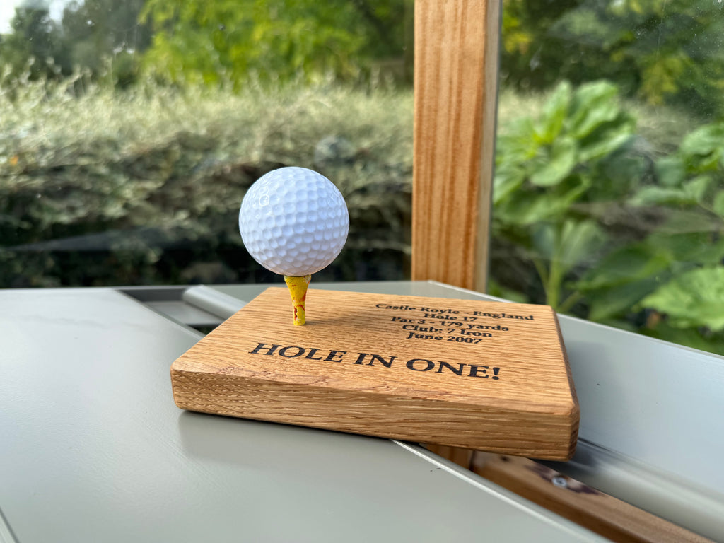 Natural Solid Oak Golf Ball Display Stand - Handmade in Hampshire - Golf Enthusiast Gift - Desk or Display - Solid Wood - Personalisable
