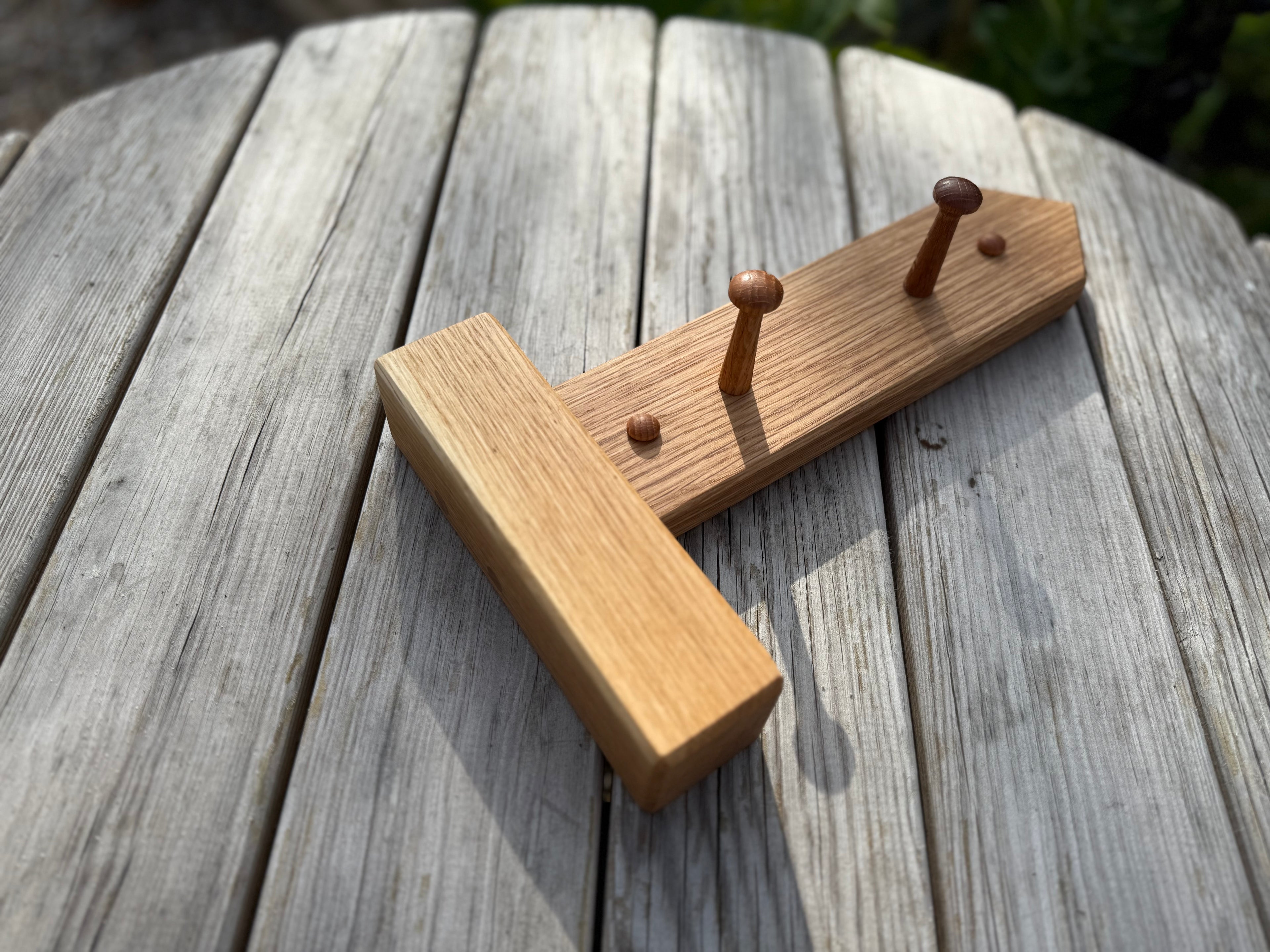 Handmade Solid Oak Coat Rack: Countryside Footpath Sign inspired