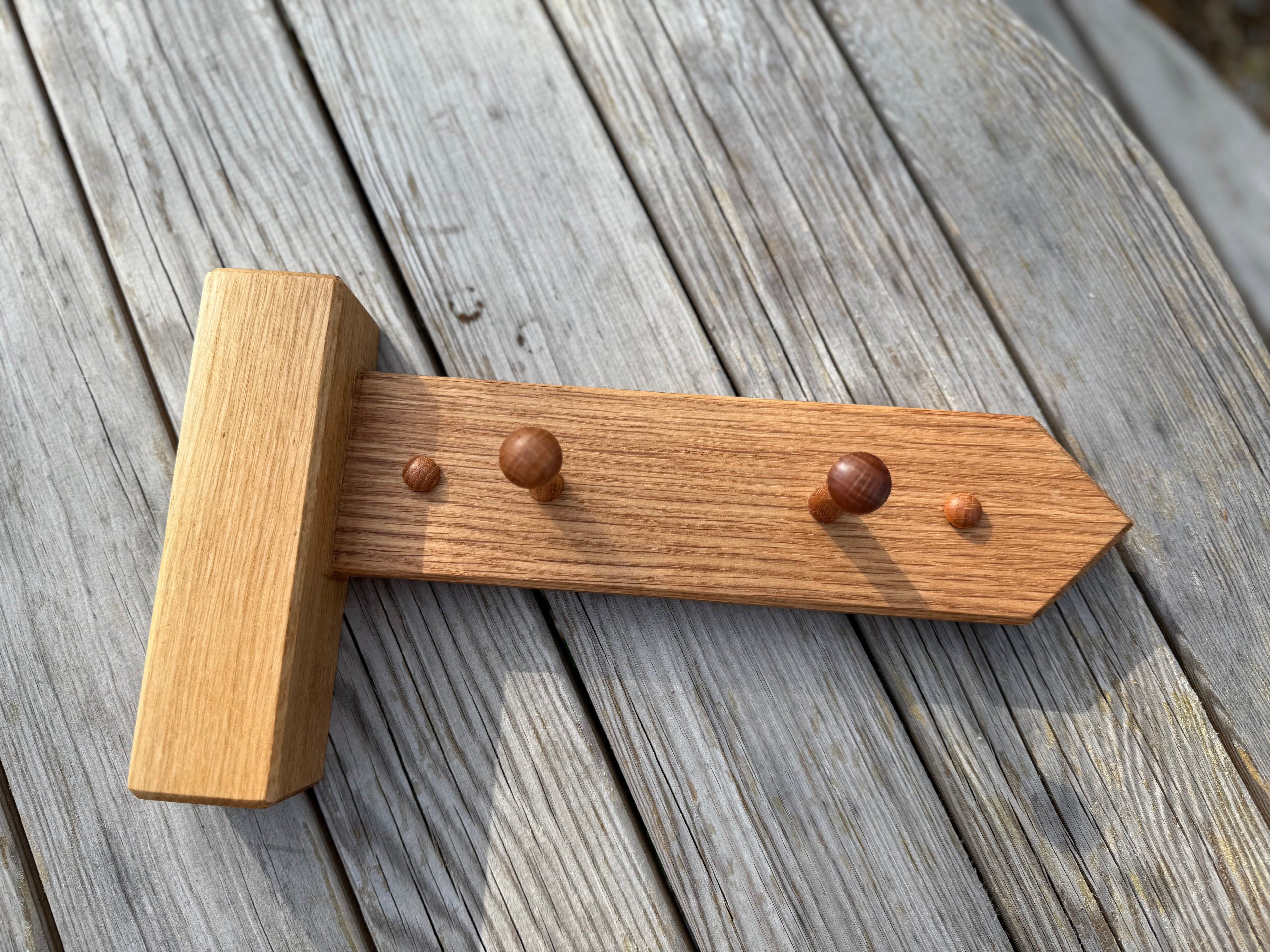 Handmade Solid Oak Coat Rack: Countryside Footpath Sign inspired