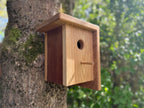 Handmade Solid Oak & Sapele Bird House: Solid Wood Nest Box, Garden Gift - Personalisable