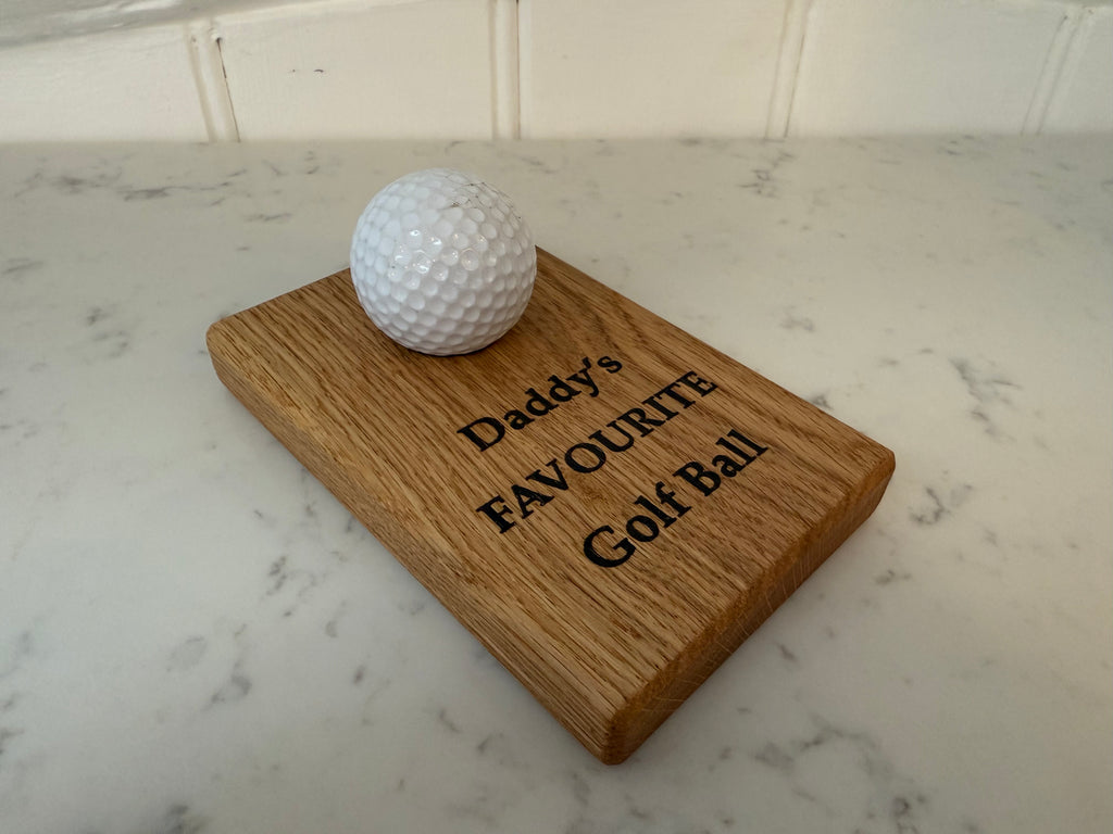 Natural Solid Oak Golf Ball Display Stand - Handmade in Hampshire - Desk or Display Golf Enthusiast Gift - Solid Wood - Personalisable