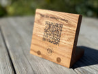 Handmade Solid Oak QR Code Sign: Customisable Tabletop Display