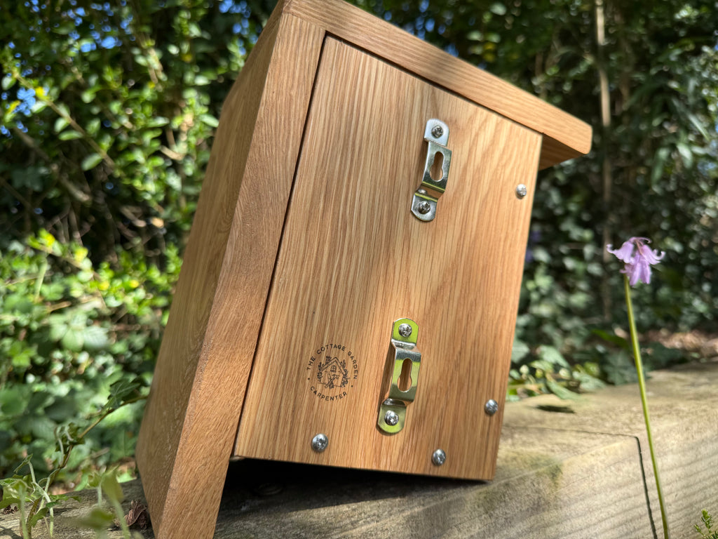 Handmade Solid Oak & Sapele Bird House: Solid Wood Nest Box, Garden Gift - Personalisable