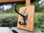 Handmade Oak Coat Rack: Equestrian Cast Iron Hook - Wall Mountable