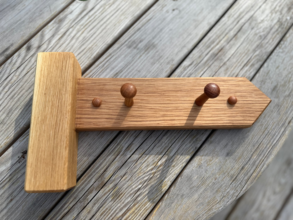Handmade Solid Oak Coat Rack: Countryside Footpath Sign inspired