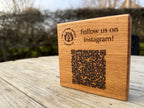 Solid Oak Tabletop/Desk/Reception Sign: Customisable Tabletop Display - QR Code
