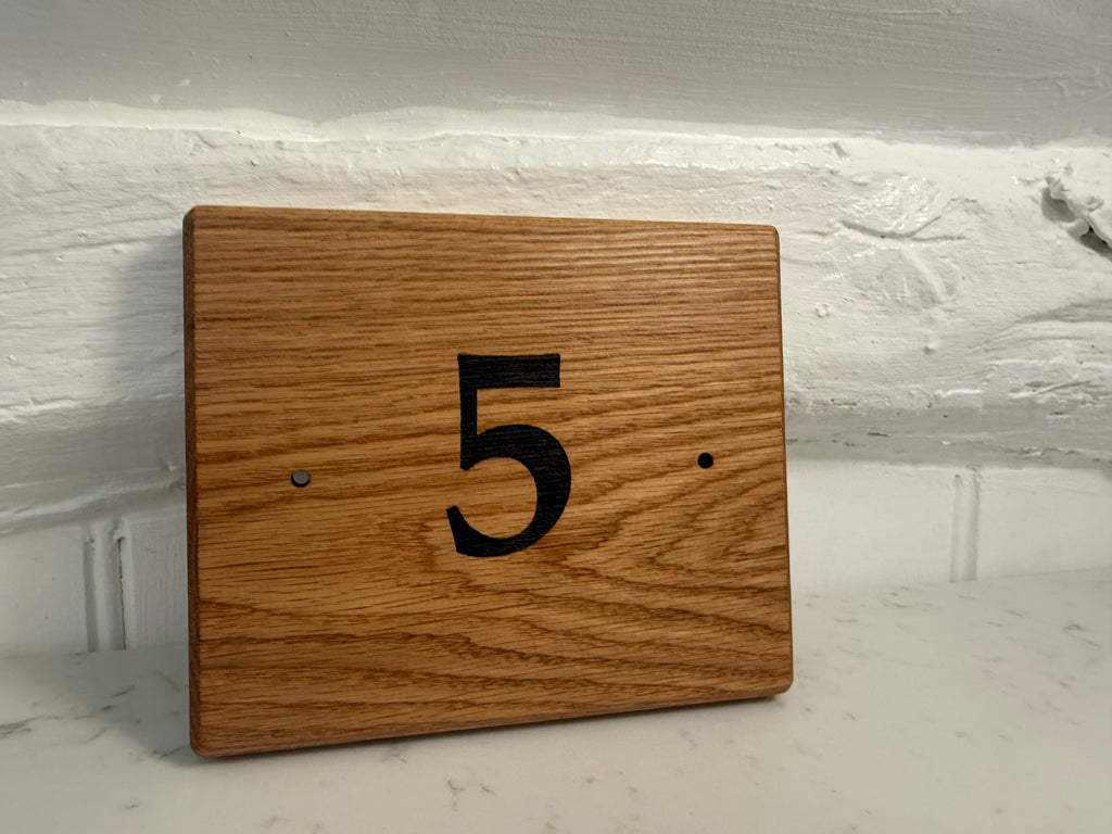 Natural Solid Oak House Number Sign - Handmade in Hampshire - Great New Home Gift - Solid Wood