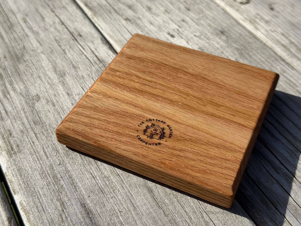 Handmade Solid Oak Drink Coasters: Natural Wood Grain