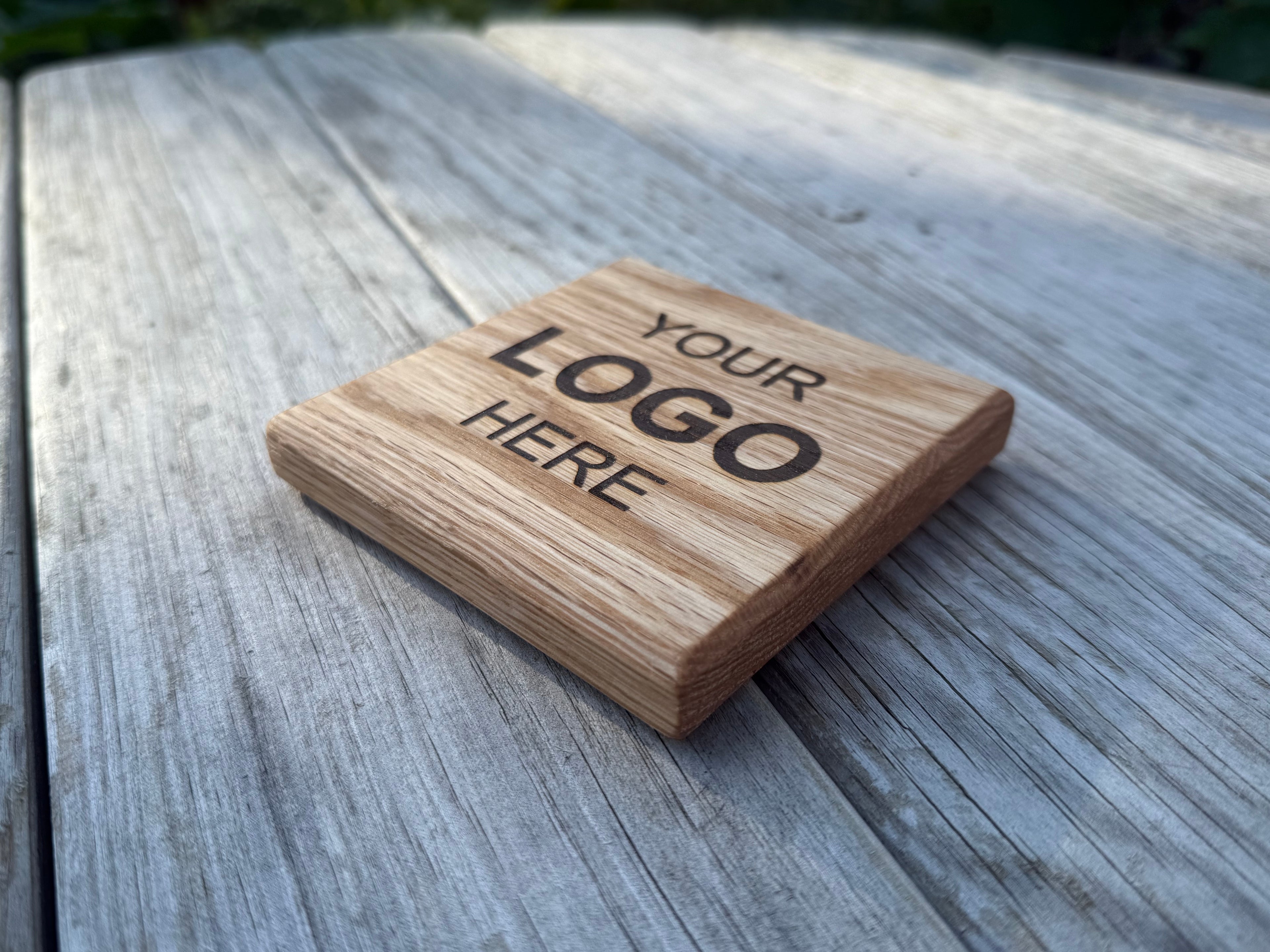 Natural Solid Oak Drink Coasters - Handmade in Hampshire - Personalisable - add your Company’s Branding / Logo