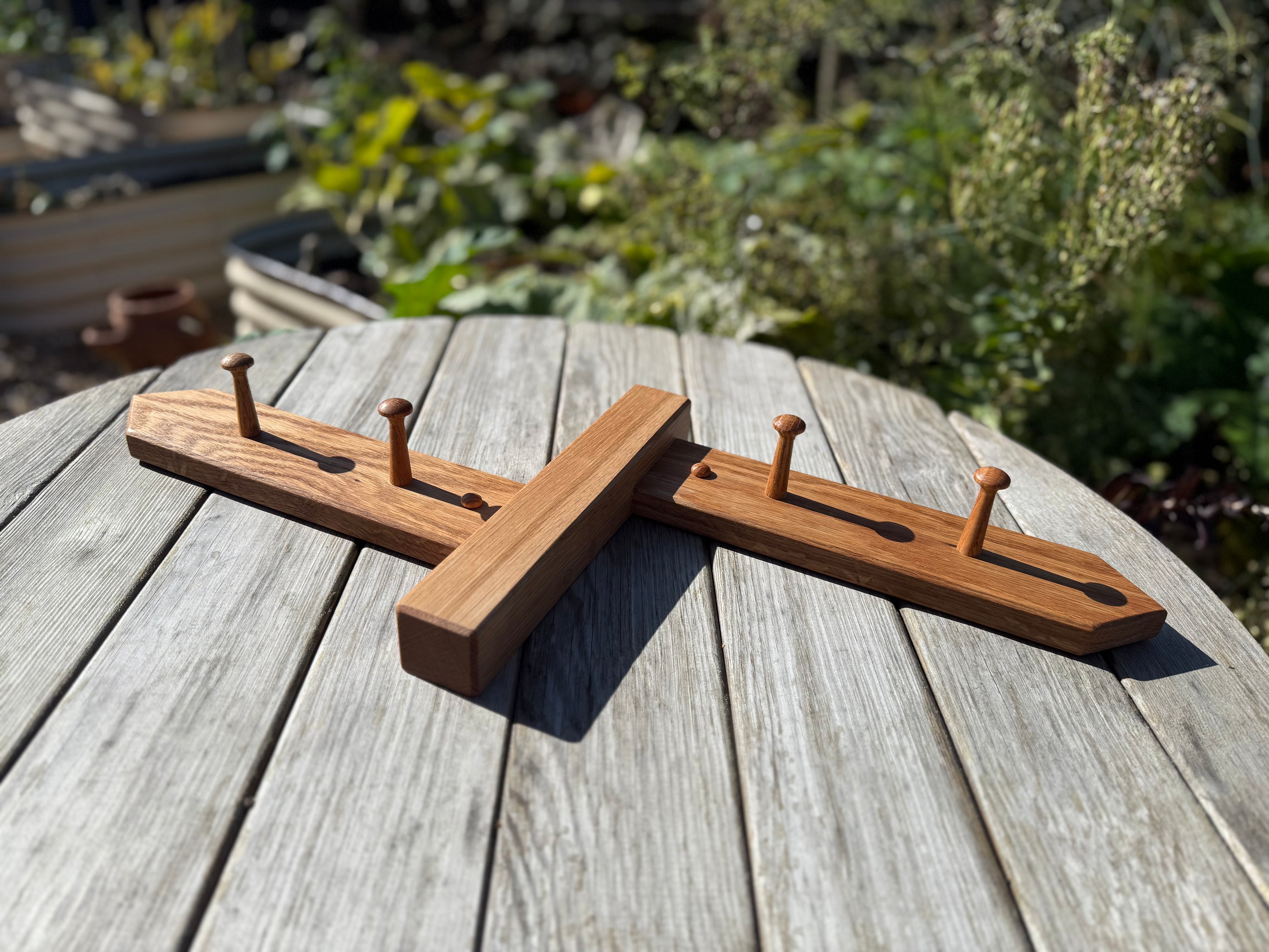 Handmade Solid Oak Coat Rack: Countryside Footpath Sign inspired - Bi-directional design