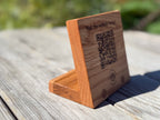 Handmade Solid Oak QR Code Sign: Customisable Tabletop Display