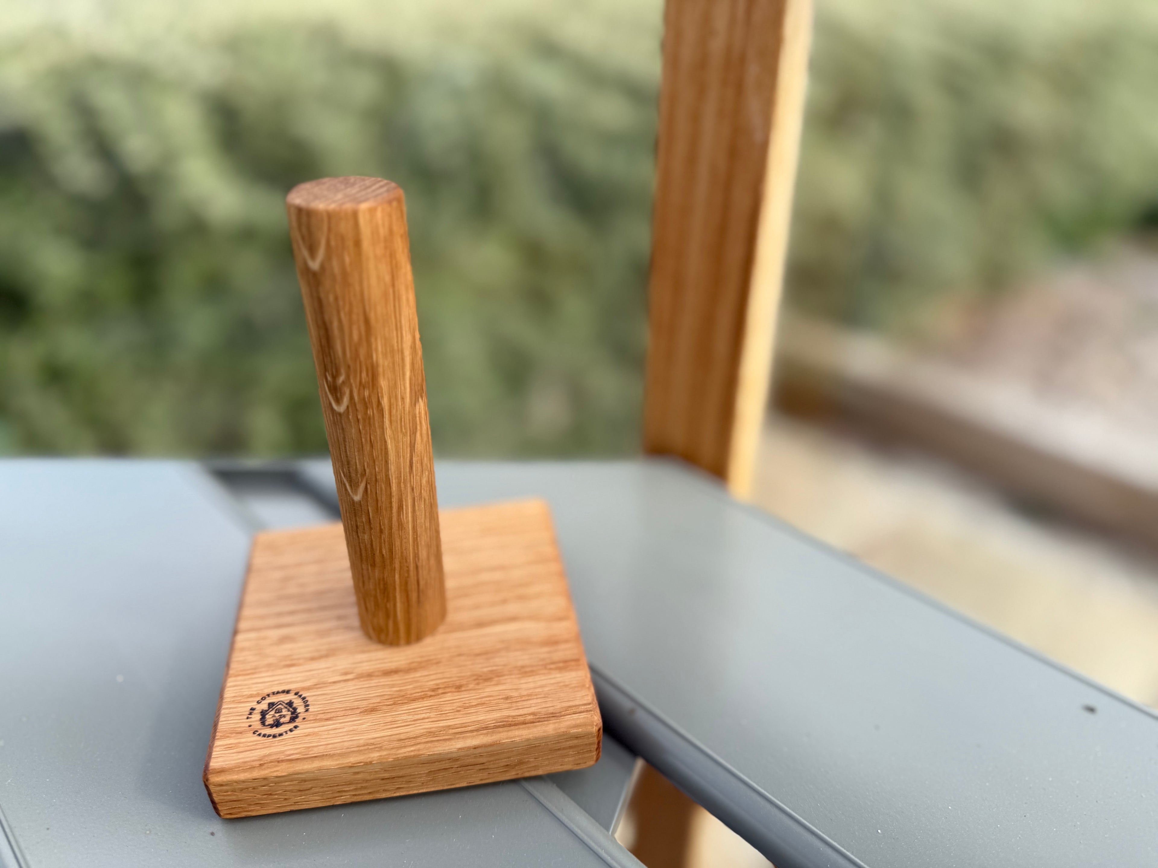 Handmade Solid Oak Seed Tamper: Natural Wood Garden Gift - 100x100mm