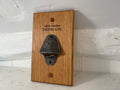 Handmade Solid Oak Wall Mounted Bottle Opener: Gin & Tonic Theme - Cast Iron - Personalisable