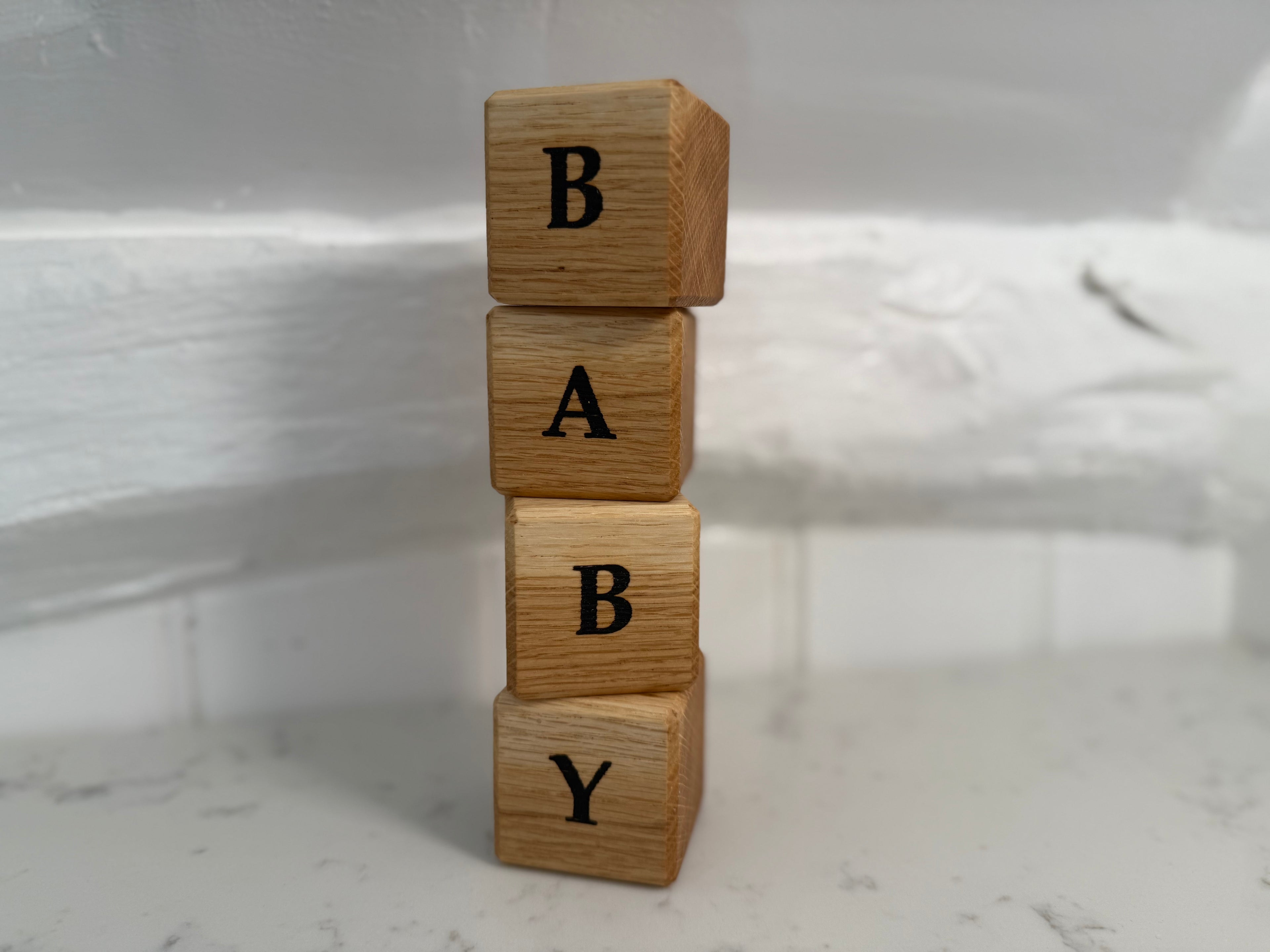 Personalisable Solid Oak Name Letter Cubes: Handmade Nursery Decor