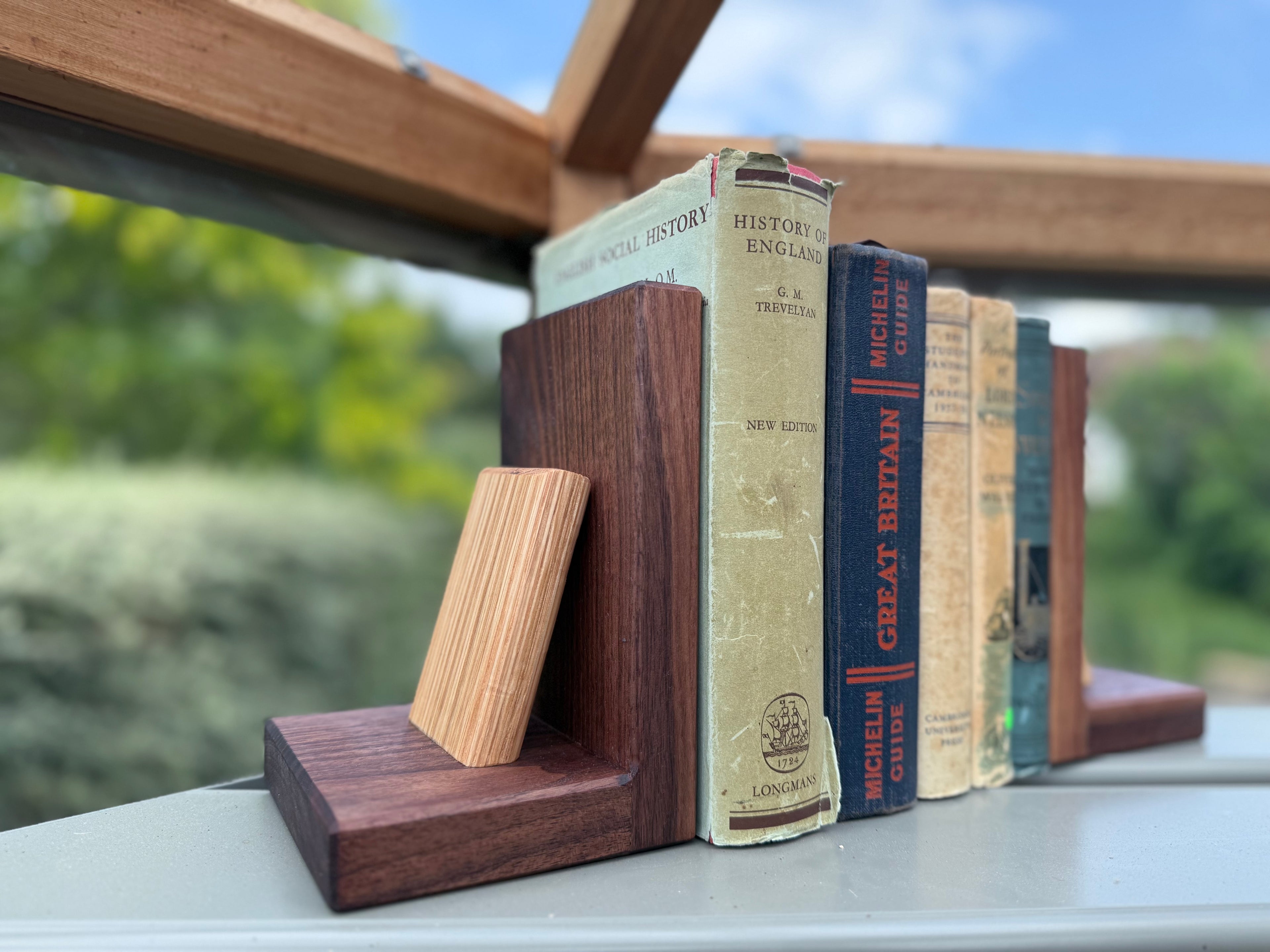 Handmade Walnut & Oak Bookends - Personalisable Desk Display