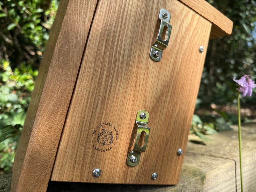 Handmade Solid Oak & Sapele Bird House: Solid Wood Nest Box, Garden Gift - Personalisable