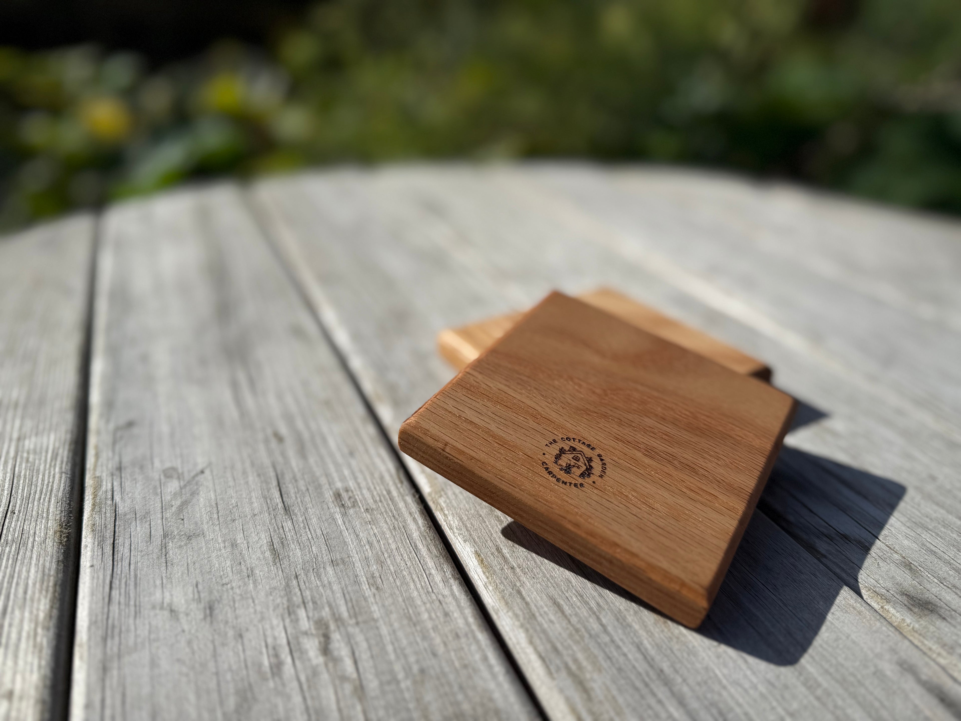 Handmade Solid Oak Drink Coasters: Natural Wood Grain