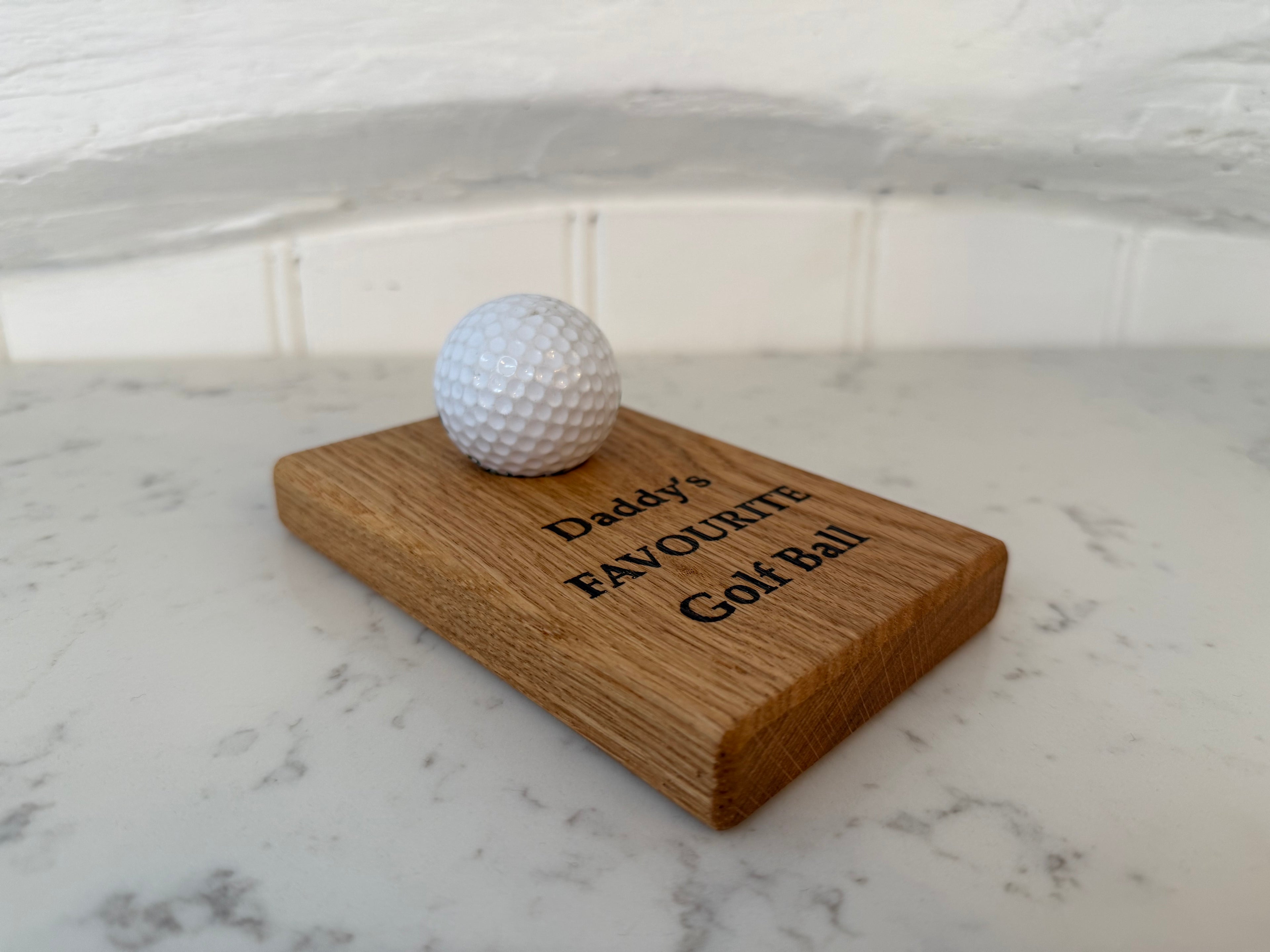 Natural Solid Oak Golf Ball Display Stand - Handmade in Hampshire - Desk or Display Golf Enthusiast Gift - Solid Wood - Personalisable