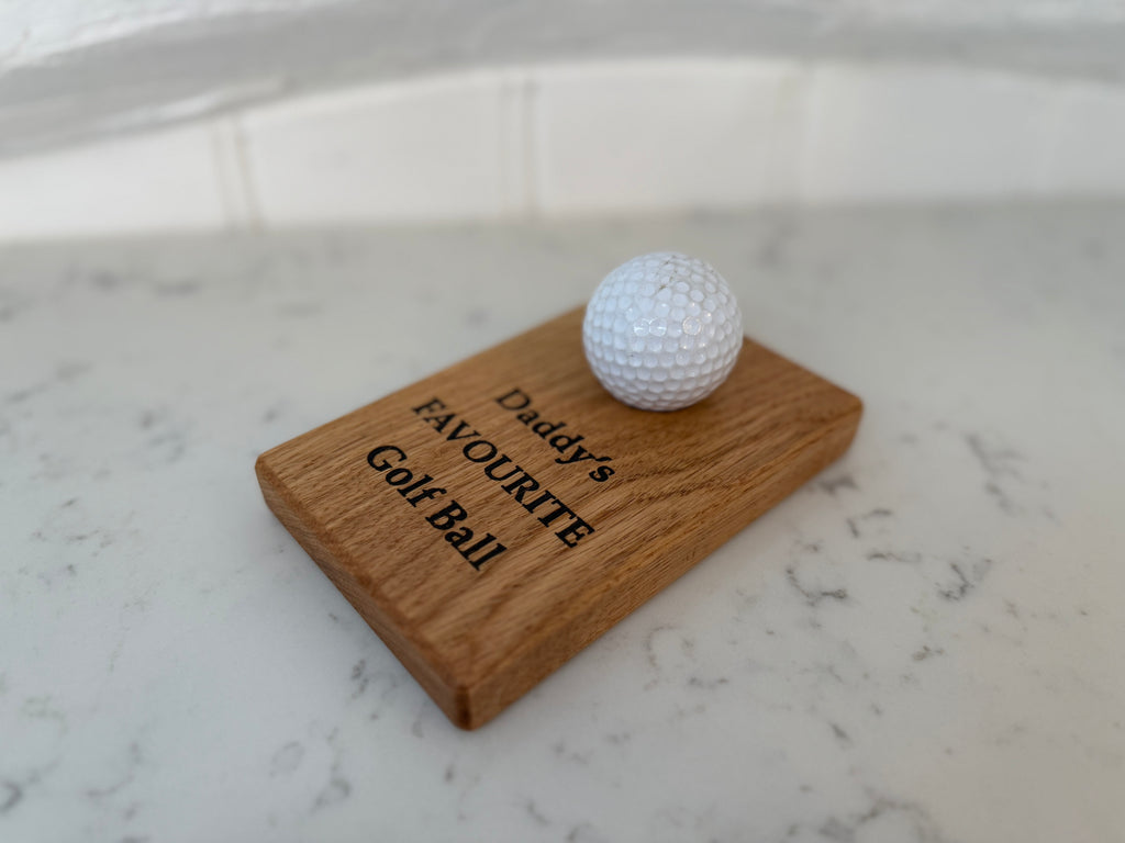 Natural Solid Oak Golf Ball Display Stand - Handmade in Hampshire - Desk or Display Golf Enthusiast Gift - Solid Wood - Personalisable
