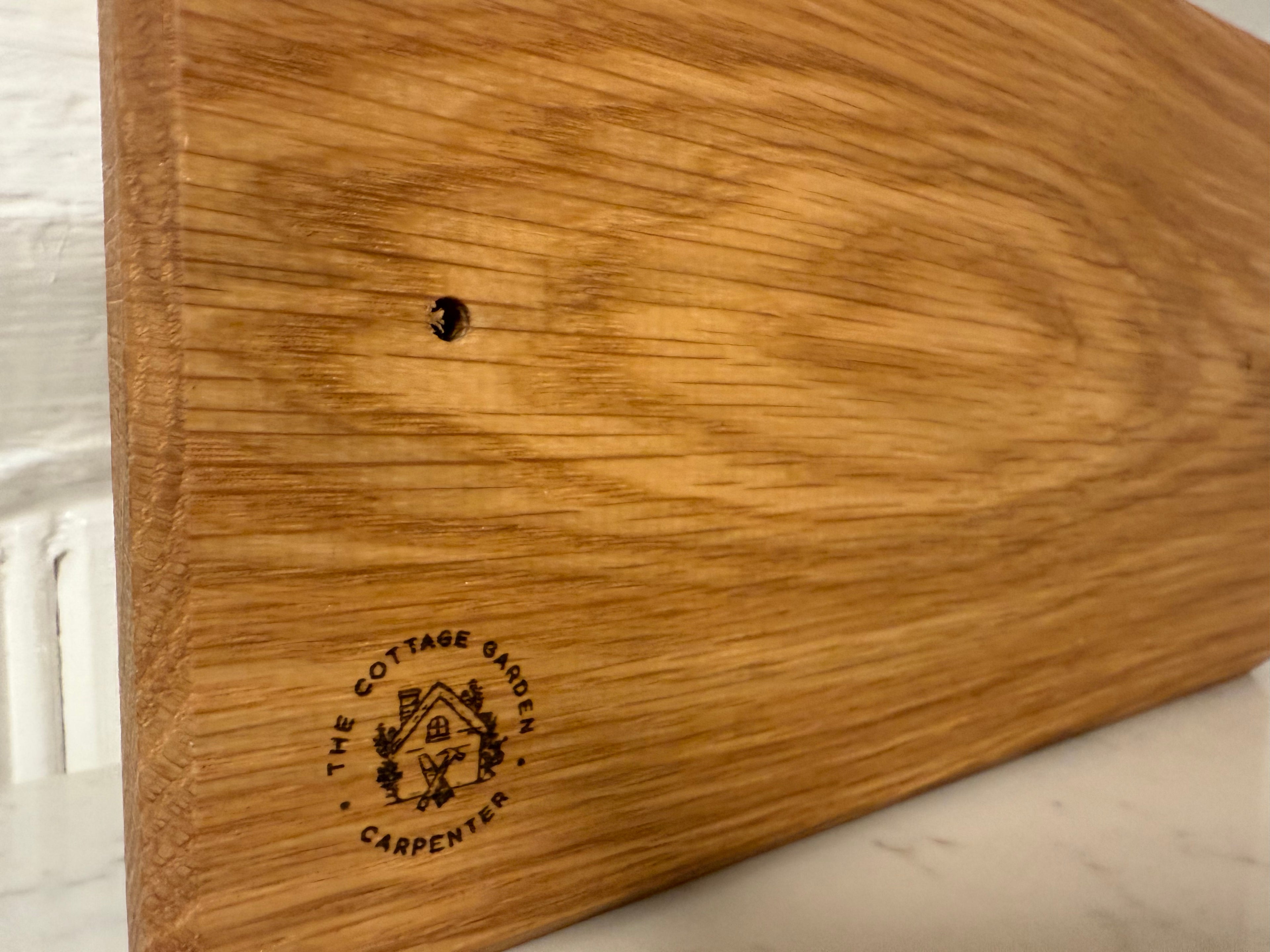 Handmade Solid Oak Coat Rack: Cast Iron Stag Antlers - Personalisable