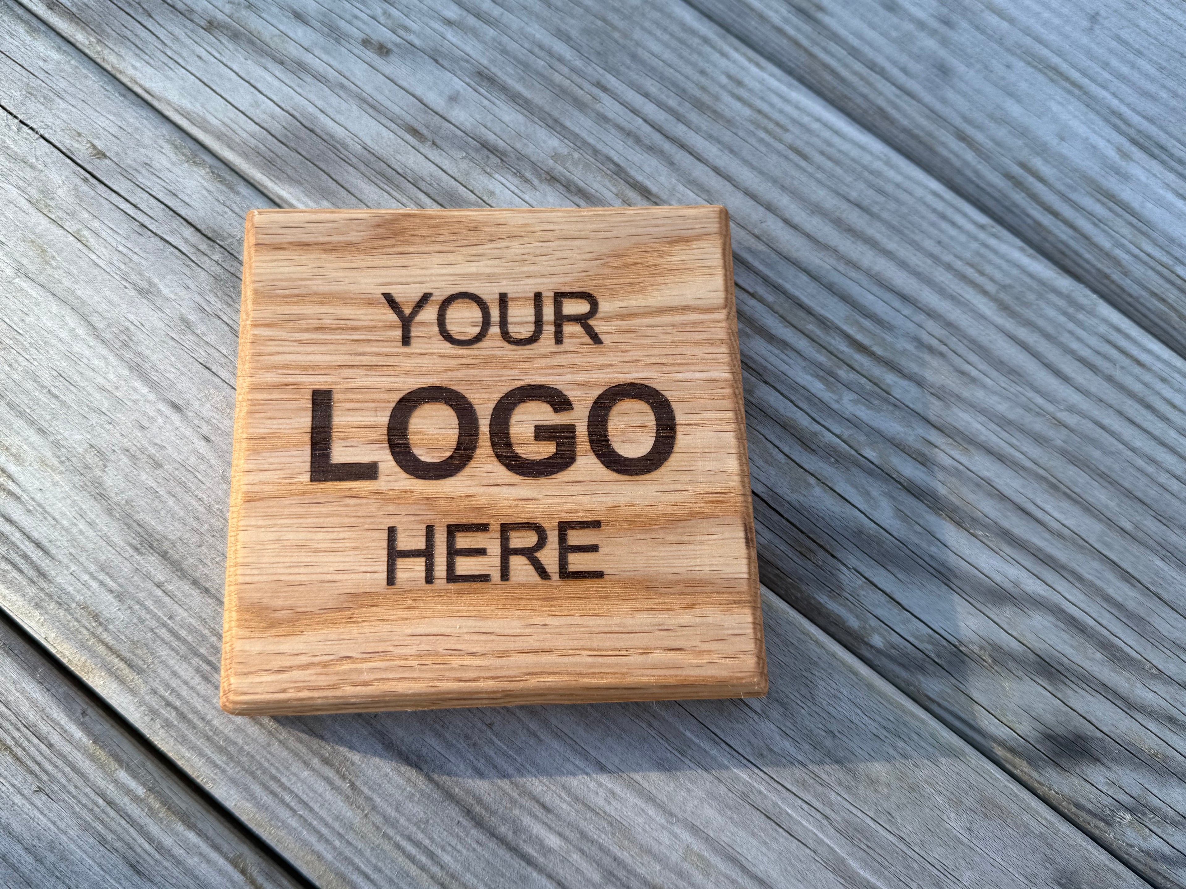 Natural Solid Oak Drink Coasters - Handmade in Hampshire - Personalisable - add your Company’s Branding / Logo