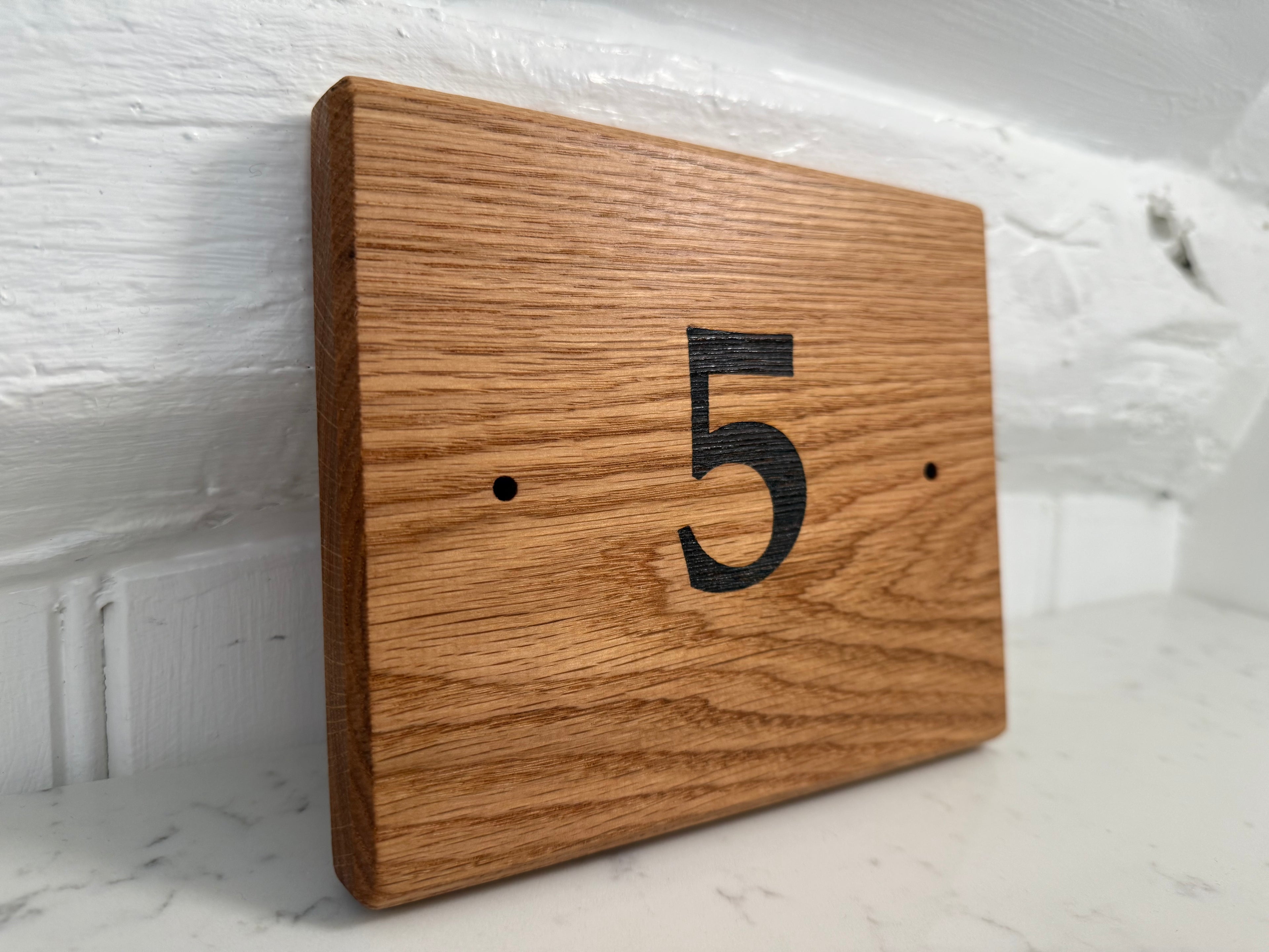 Natural Solid Oak House Number Sign - Handmade in Hampshire - Great New Home Gift - Solid Wood