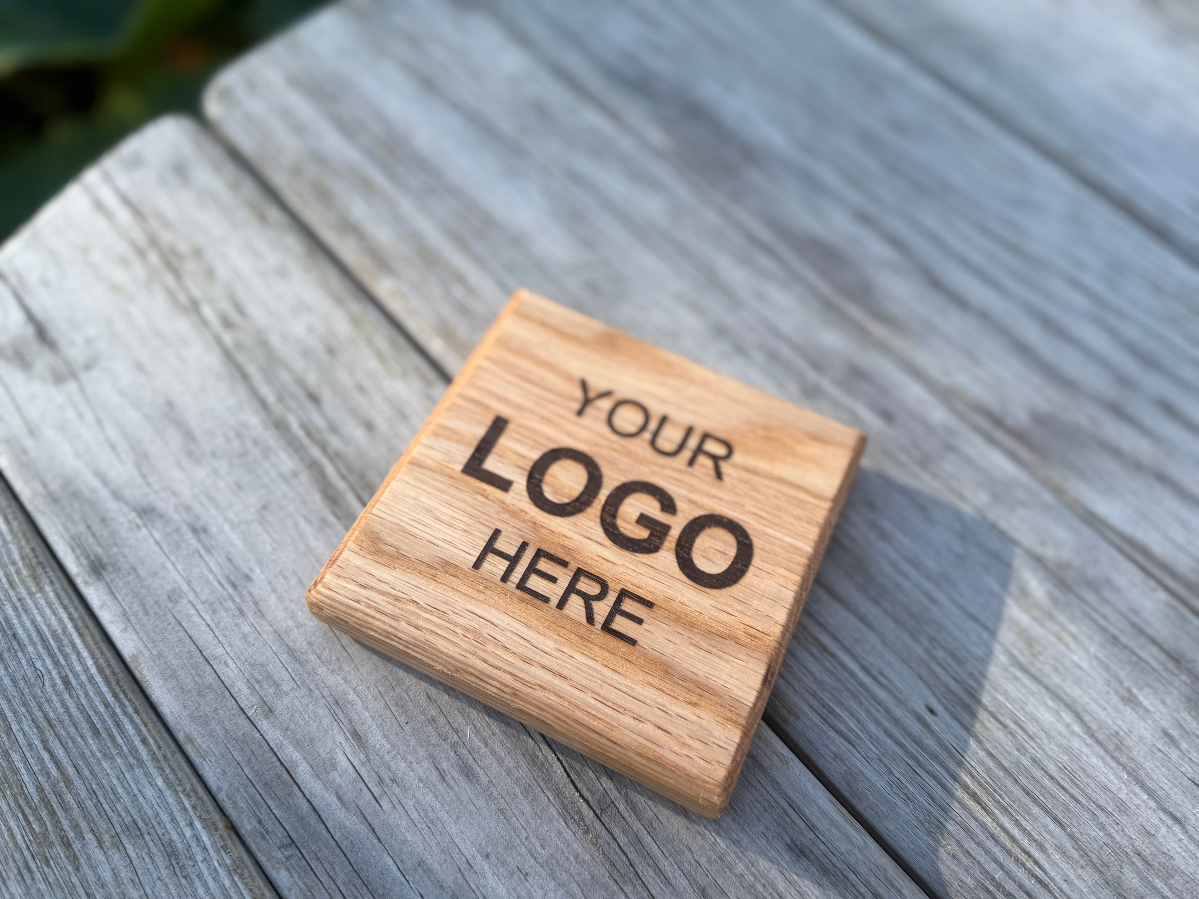 Natural Solid Oak Drink Coasters - Handmade in Hampshire - Personalisable - add your Company’s Branding / Logo