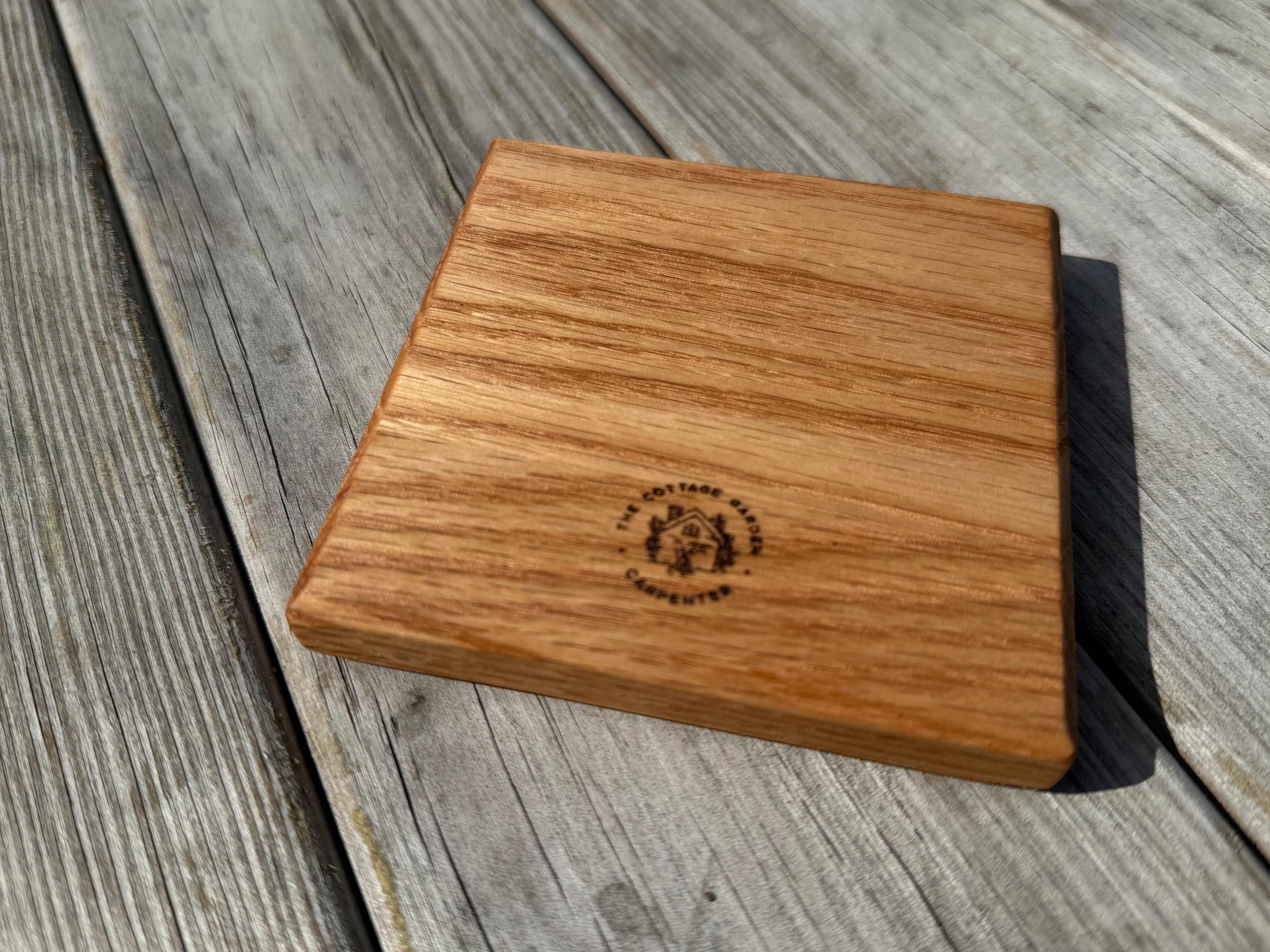 Handmade Solid Oak Drink Coasters: Natural Wood Grain