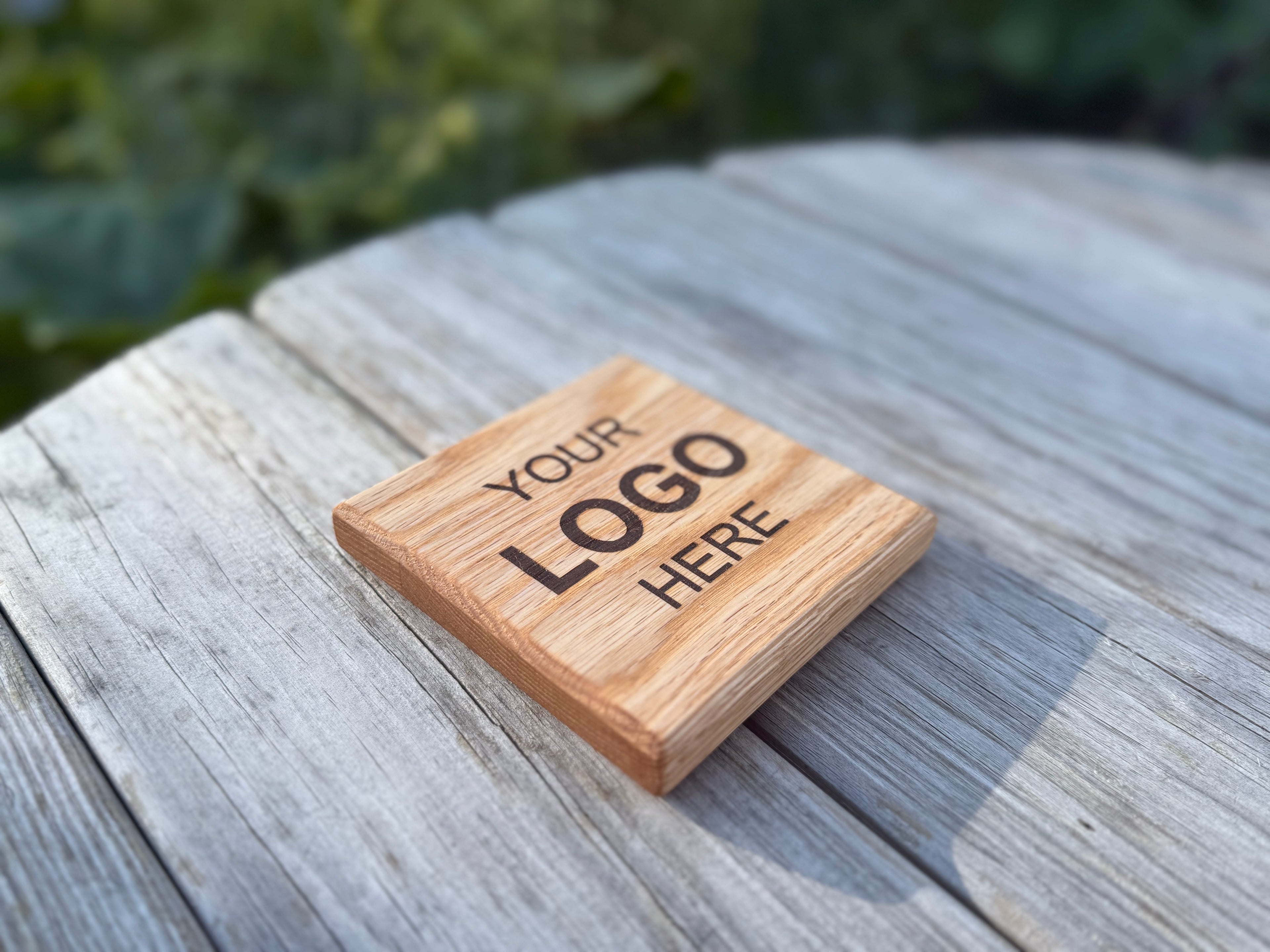 Natural Solid Oak Drink Coasters - Handmade in Hampshire - Personalisable - add your Company’s Branding / Logo