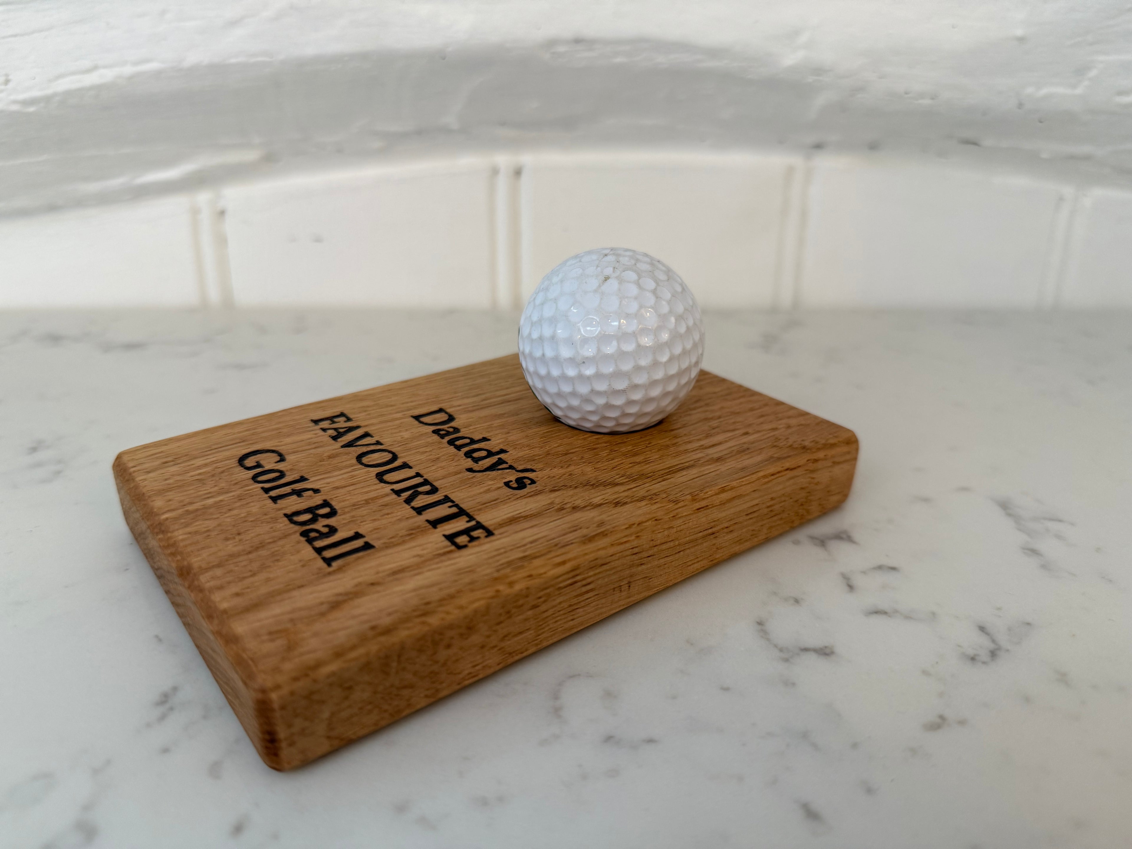 Natural Solid Oak Golf Ball Display Stand - Handmade in Hampshire - Desk or Display Golf Enthusiast Gift - Solid Wood - Personalisable