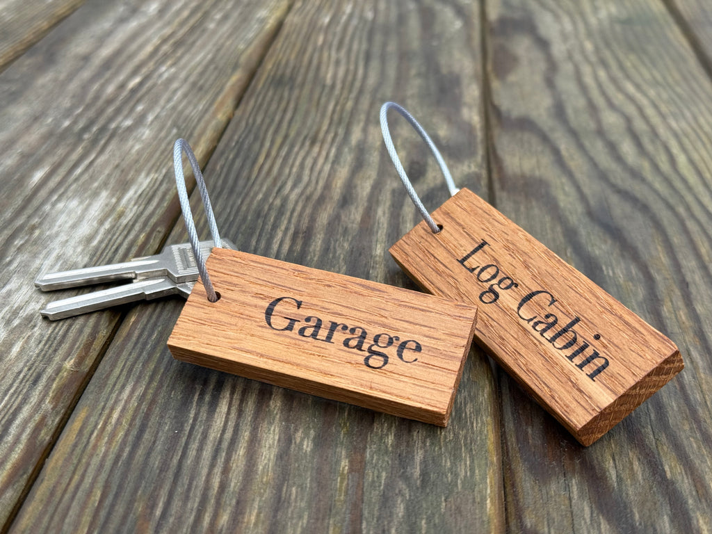 Personalisable Keyring: Handcrafted in Solid Oak - with loop attachment