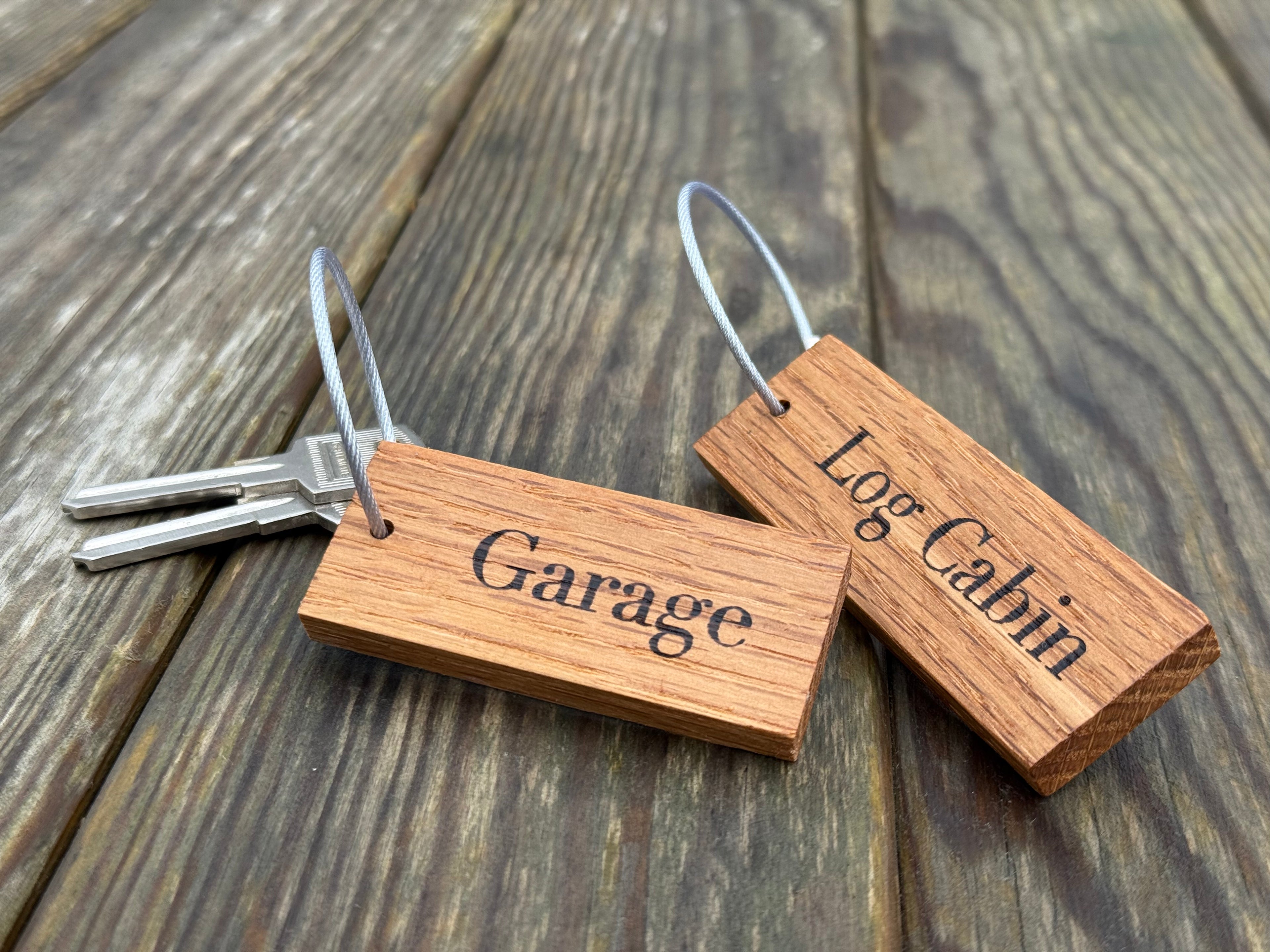 Personalisable Keyring: Handcrafted in Solid Oak - with loop attachment