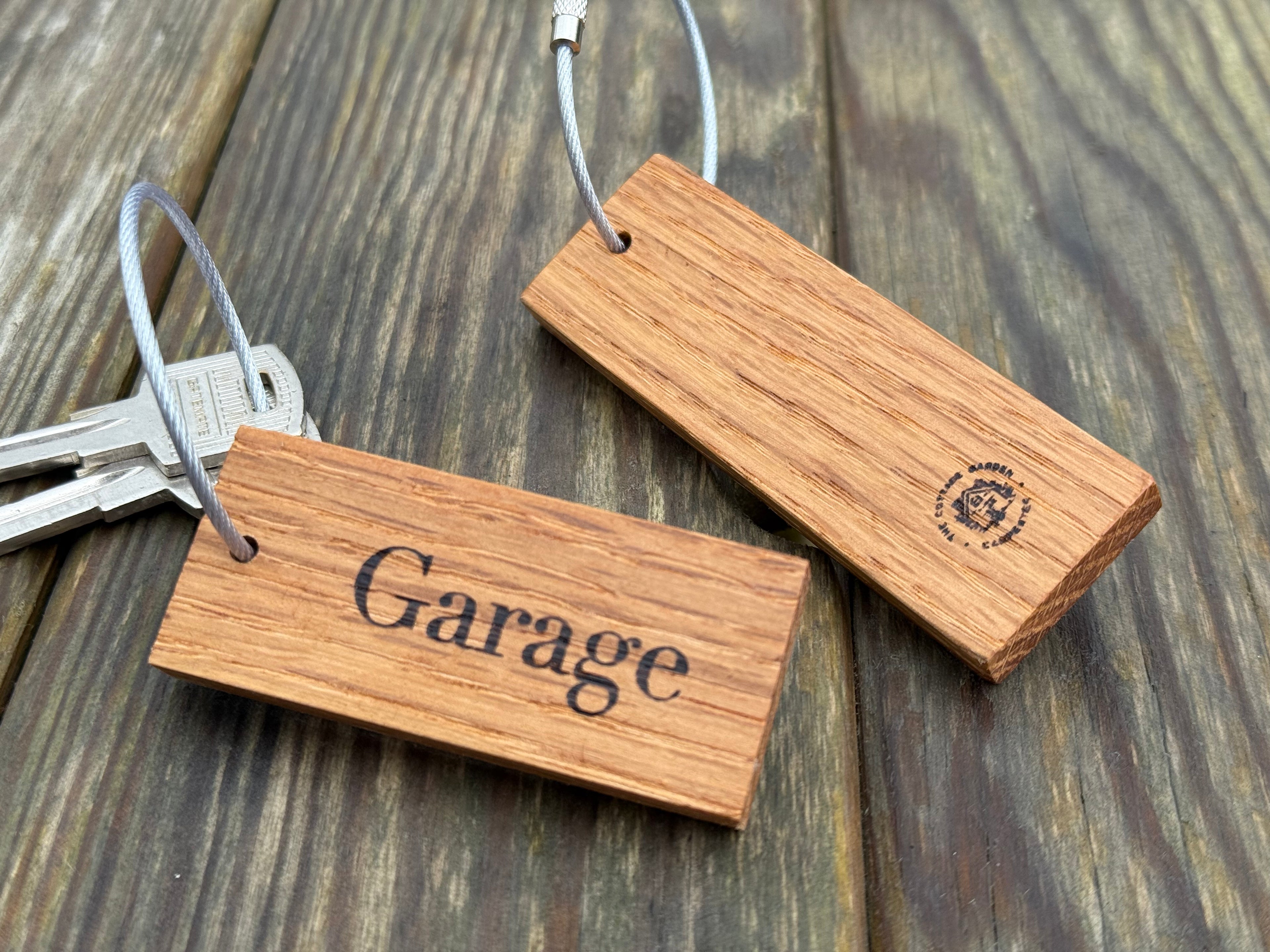 Personalisable Keyring: Handcrafted in Solid Oak - with loop attachment