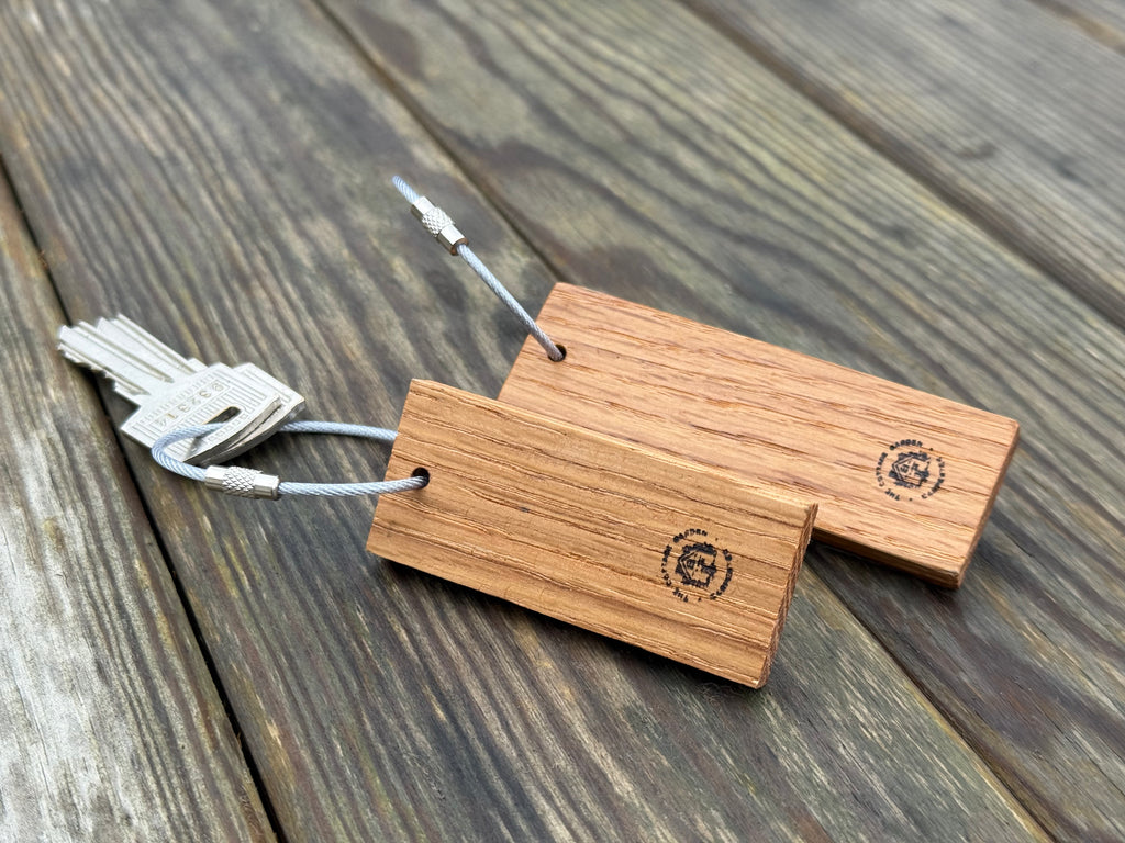 Personalisable Keyring: Handcrafted in Solid Oak - with loop attachment