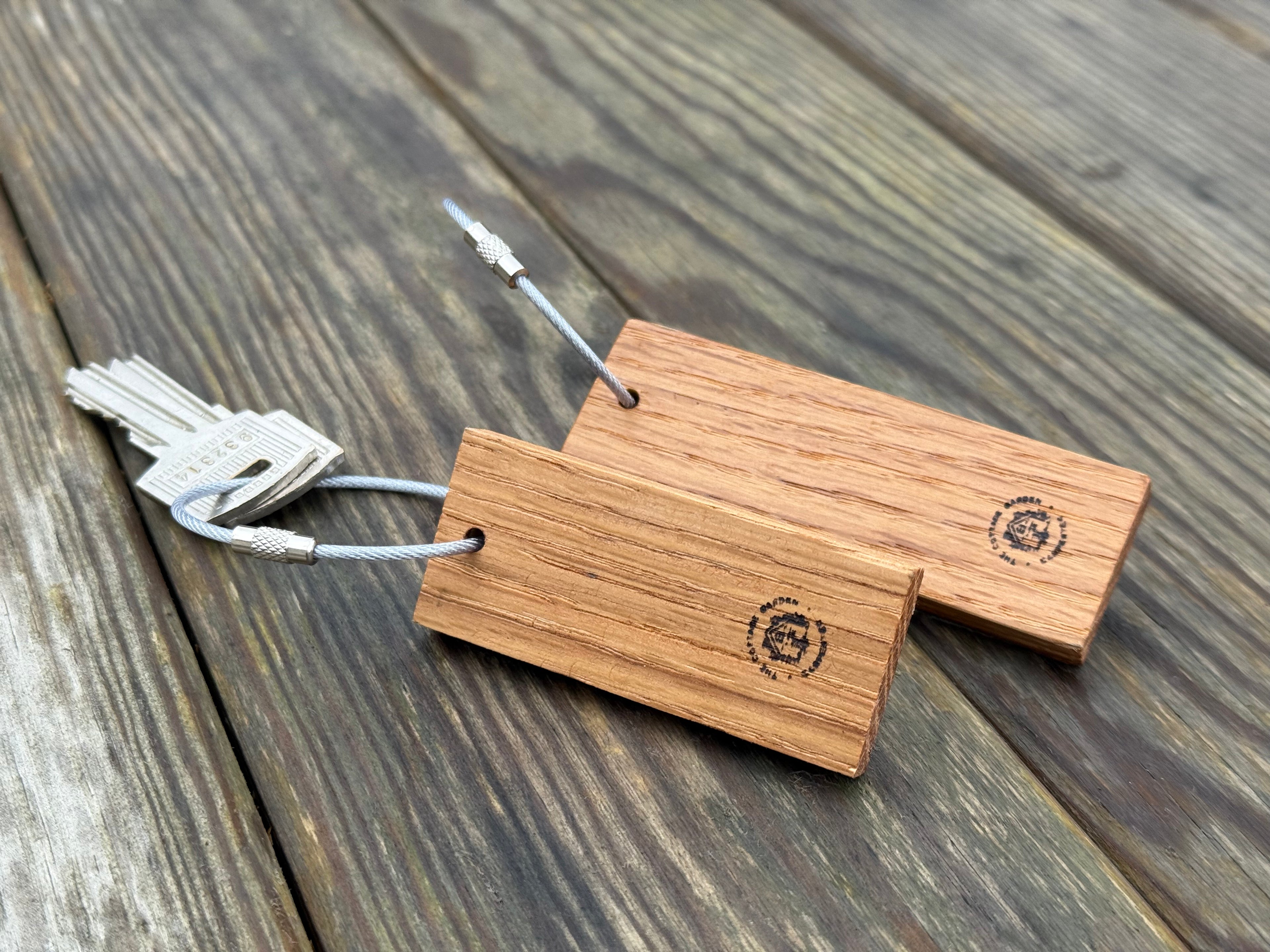Personalisable Keyring: Handcrafted in Solid Oak - with loop attachment