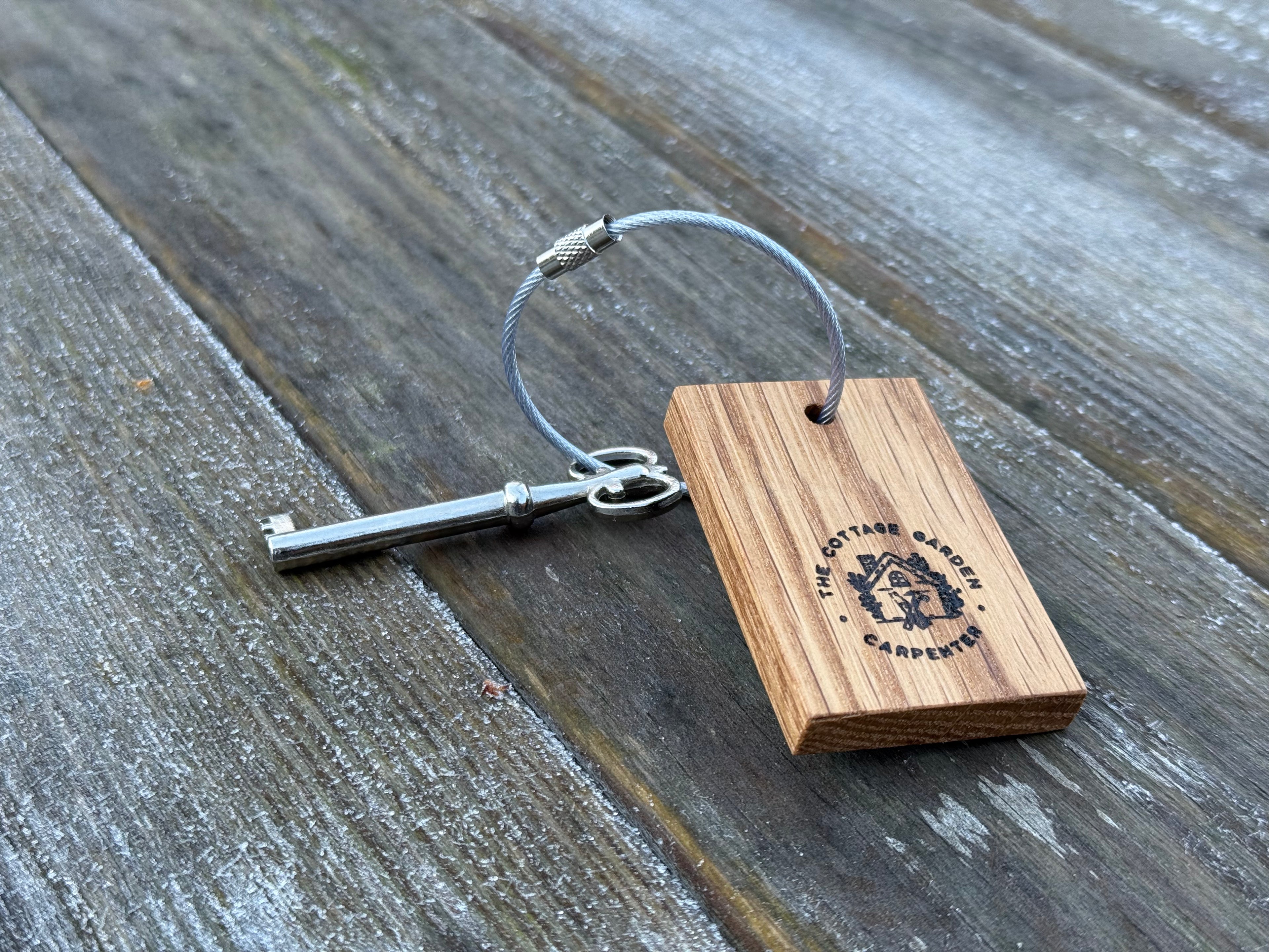 Customisable Keyring: Business/Corporate Branding - QR Code - Handcrafted in Solid Oak - with loop attachment
