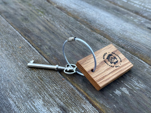 Customisable Keyring: Business/Corporate Branding - QR Code - Handcrafted in Solid Oak - with loop attachment