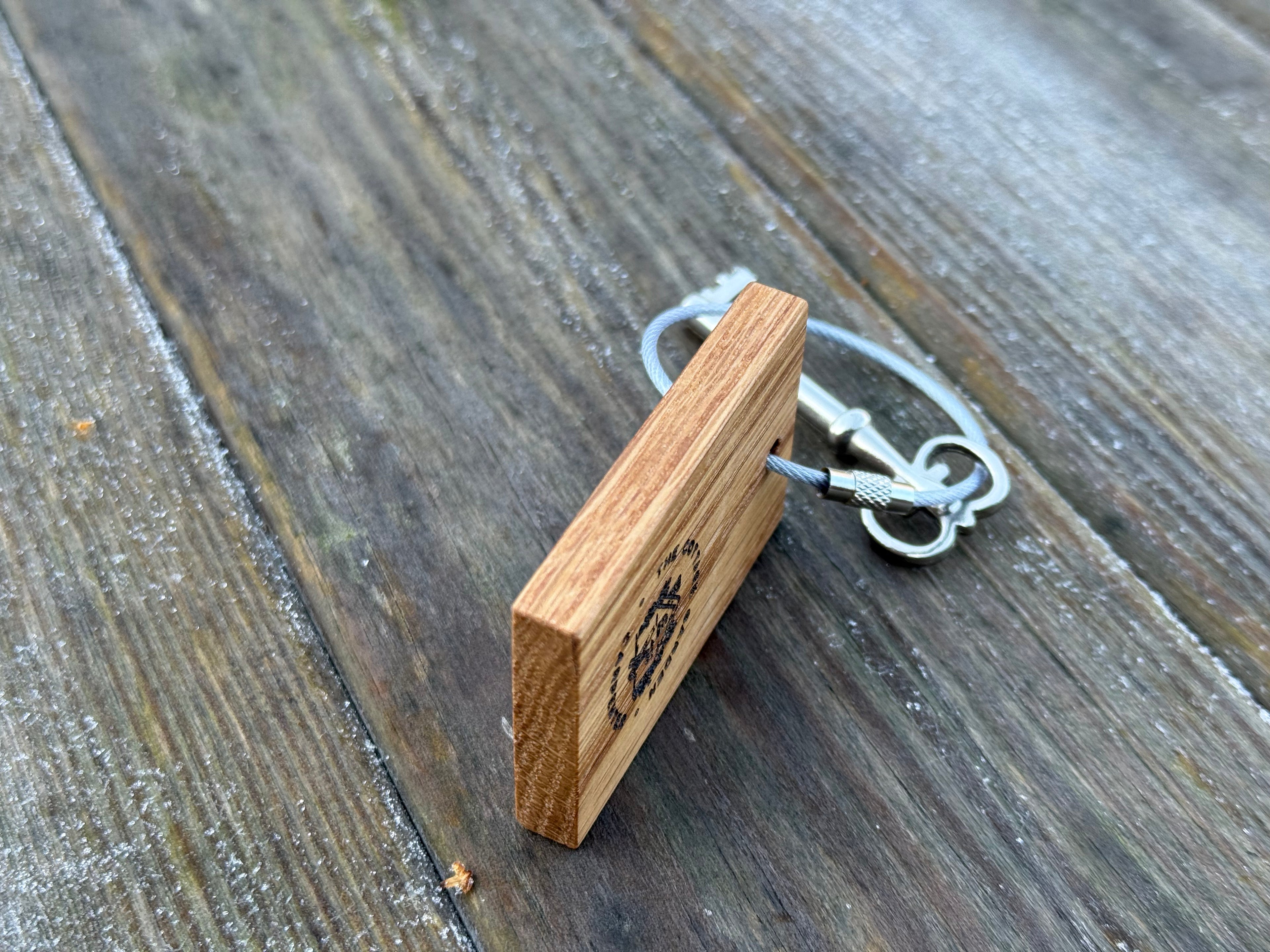 Customisable Keyring: Business/Corporate Branding - QR Code - Handcrafted in Solid Oak - with loop attachment