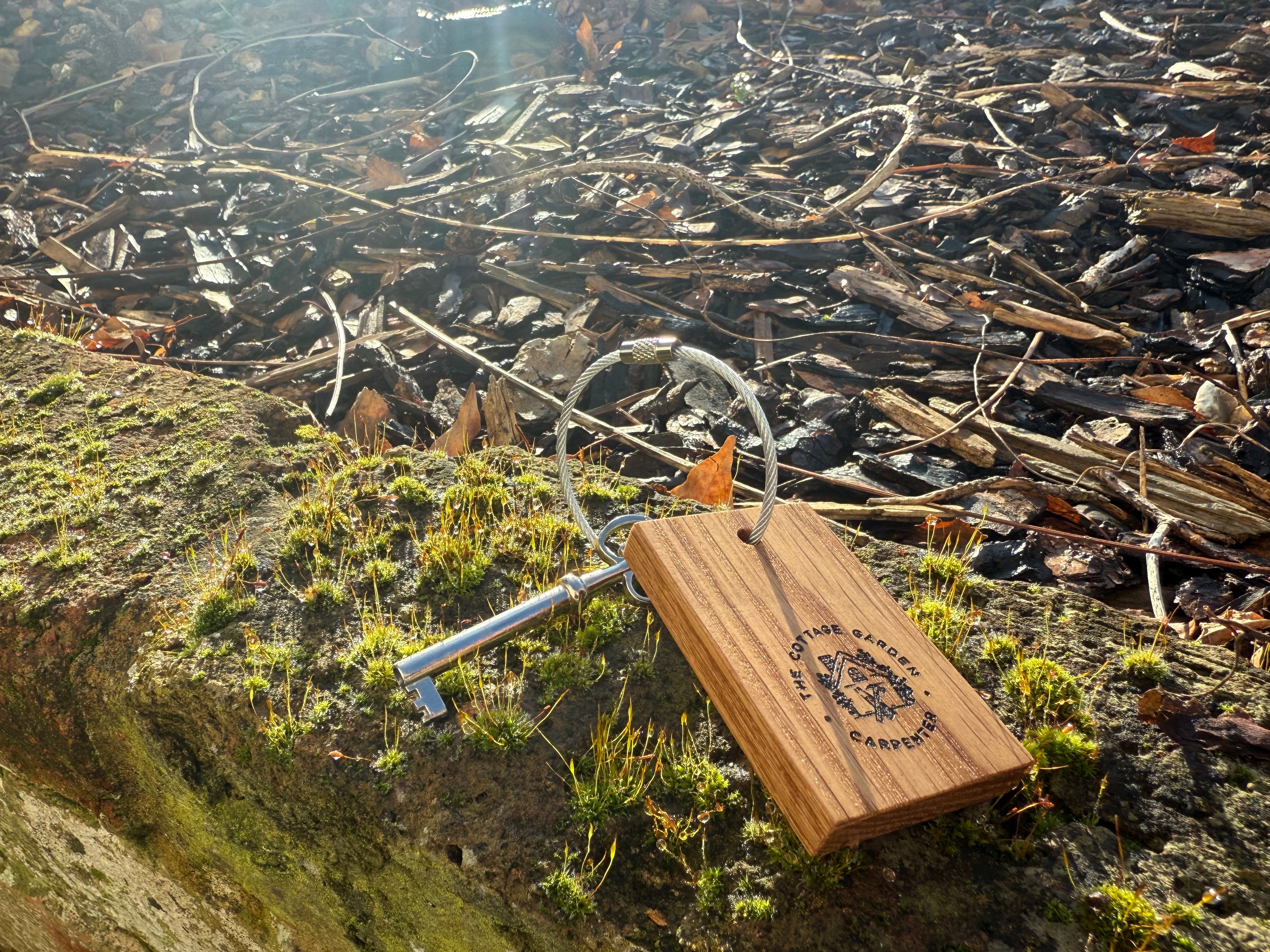 Customisable Keyring: Business/Corporate Branding - QR Code - Handcrafted in Solid Oak - with loop attachment